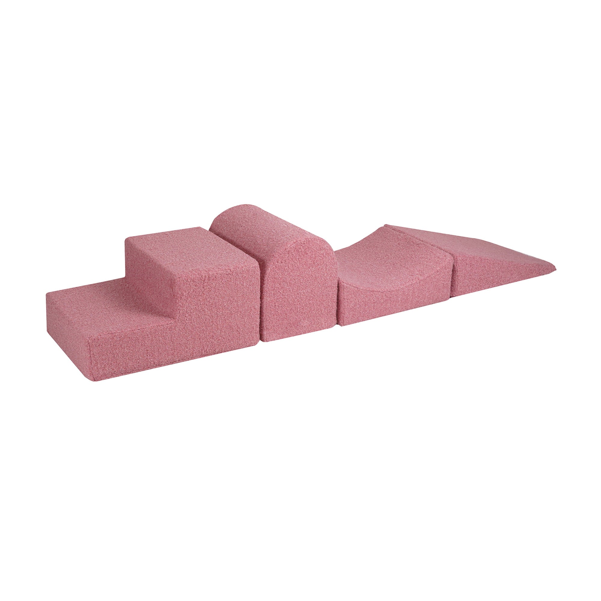 MeowBaby White Boucle Kids Foam Climbing Blocks - Baby Soft Play Set | 4 Elements