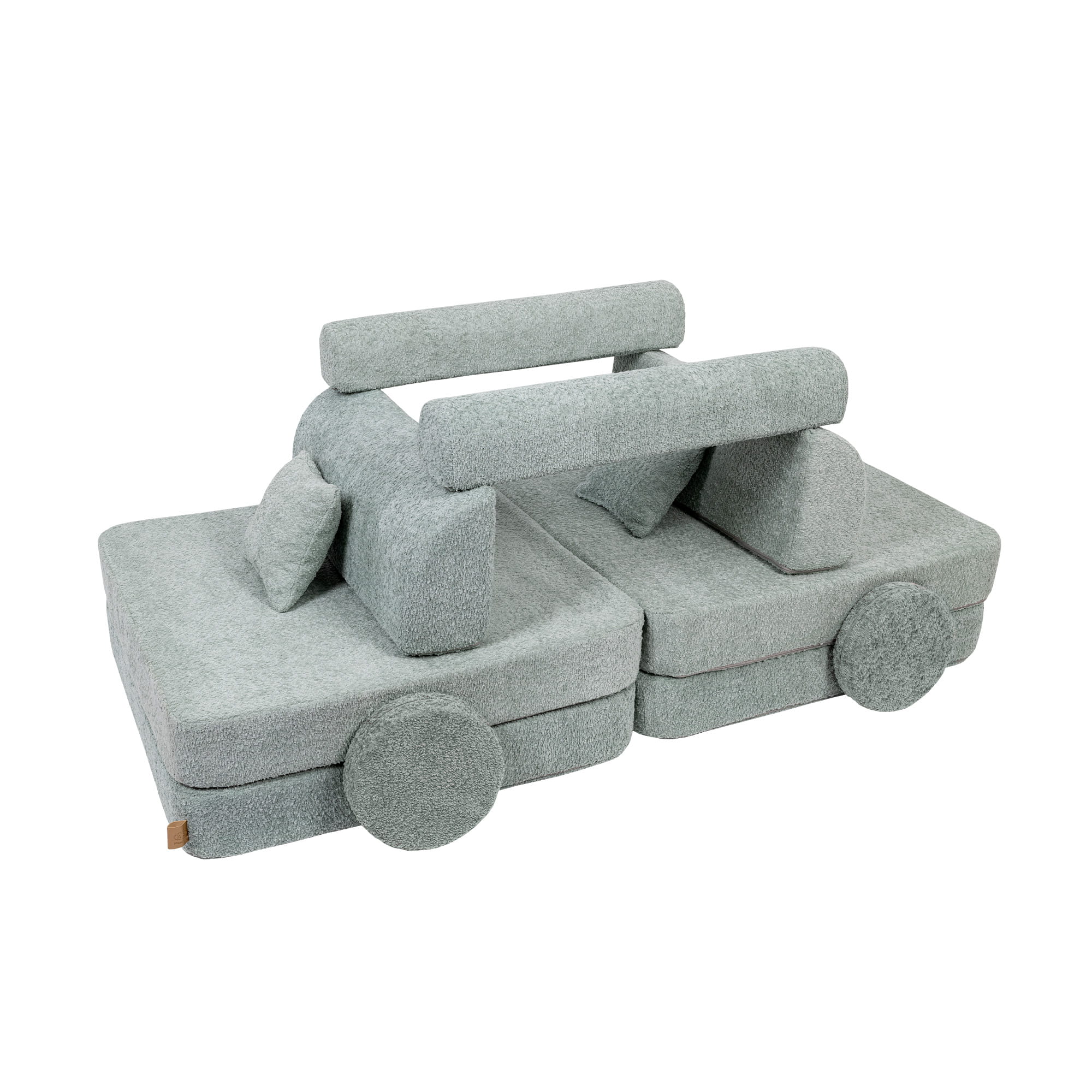 MeowBaby Boucle Kids Play Sofa | Modular Kids Play Sofa Couch - Mint