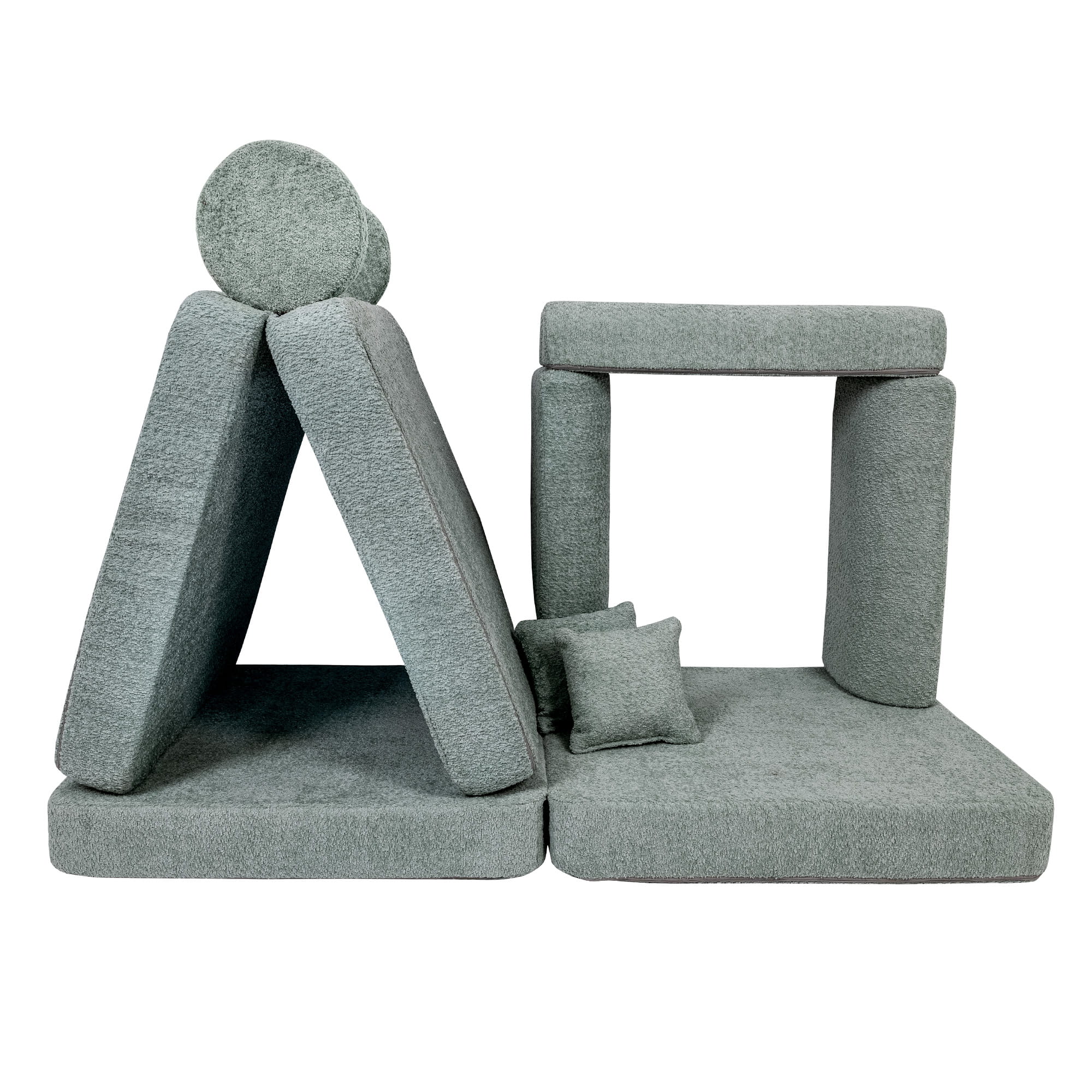 MeowBaby Boucle Kids Play Sofa | Modular Kids Play Sofa Couch - Mint