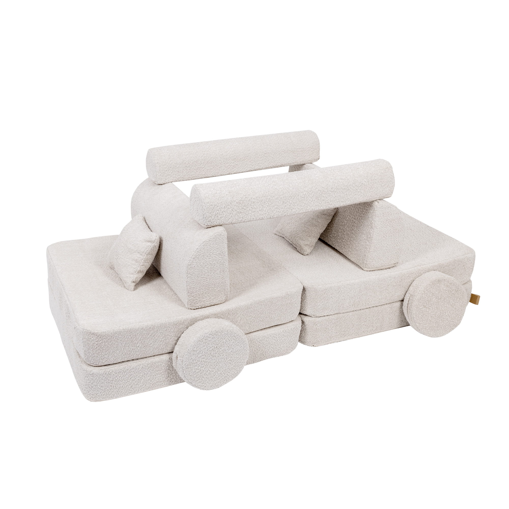 MeowBaby Boucle Kids Play Sofa | Modular Kids Play Sofa Couch - Ecru