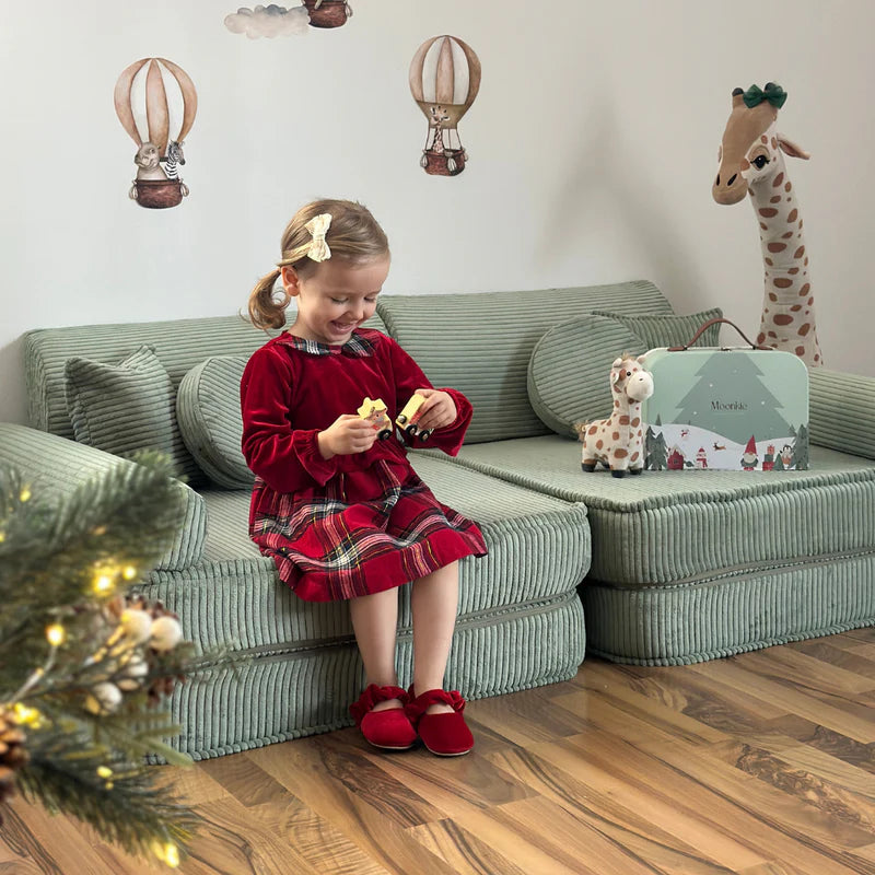 Kids Play Sofa | Modular Play Couch | Play Sofa for Kids | Play Sofa | Play Couch | MeowBaby Aesthetic Corduroy Olive green Modular Kids Sofa |