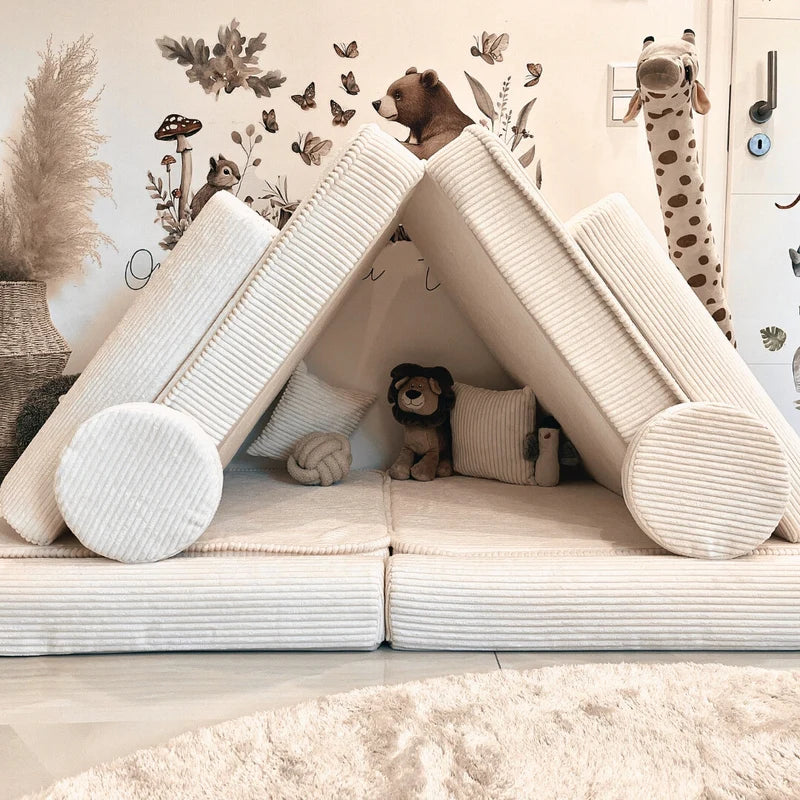 Kids Play Sofa | Modular Play Couch | Play Sofa for Kids | Play Couch | Play Sofa | MeowBaby Aesthetic Corduroy cream Modular Kids Sofa |