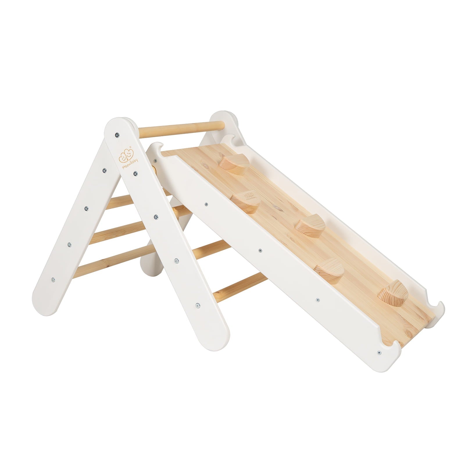 Wooden Climbing Triangle for Kids with Slide 2 in 1