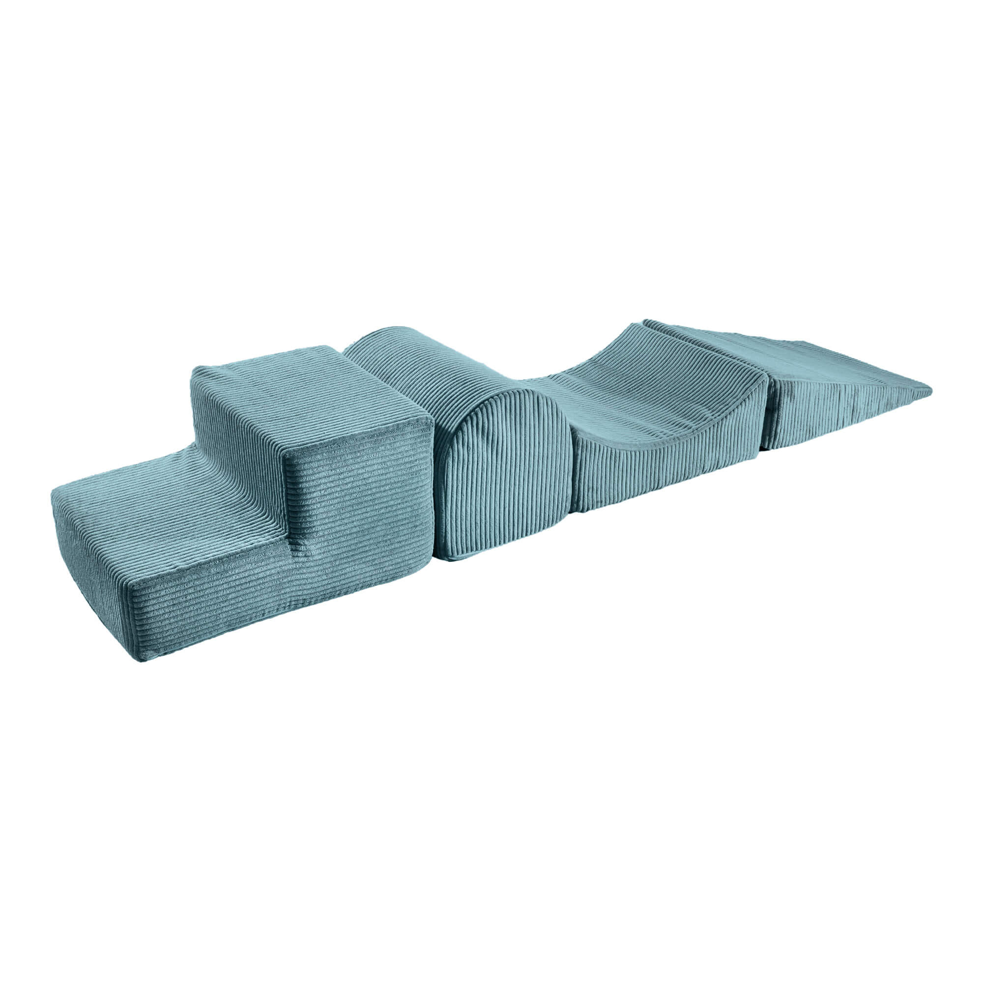 Meowbaby Aesthetic Turquoise Corduroy Kids Foam Climbing Blocks - Baby Soft Play Set | 4 elements