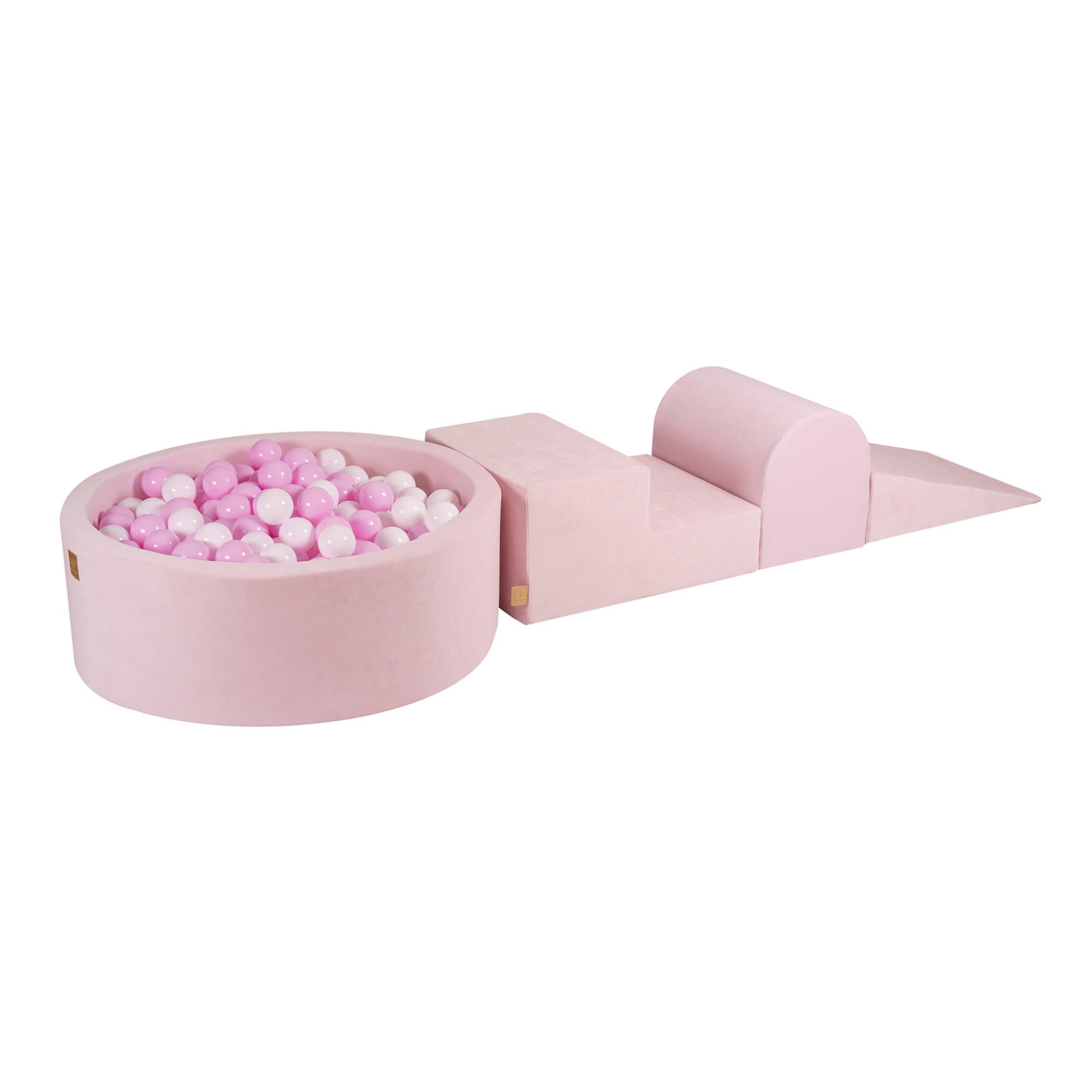 MeowBaby Velvet Pink Soft Play Set with Ball Pit | Kids Foam Climbing Blocks | Soft Play Set for Babies | Soft play blocks |