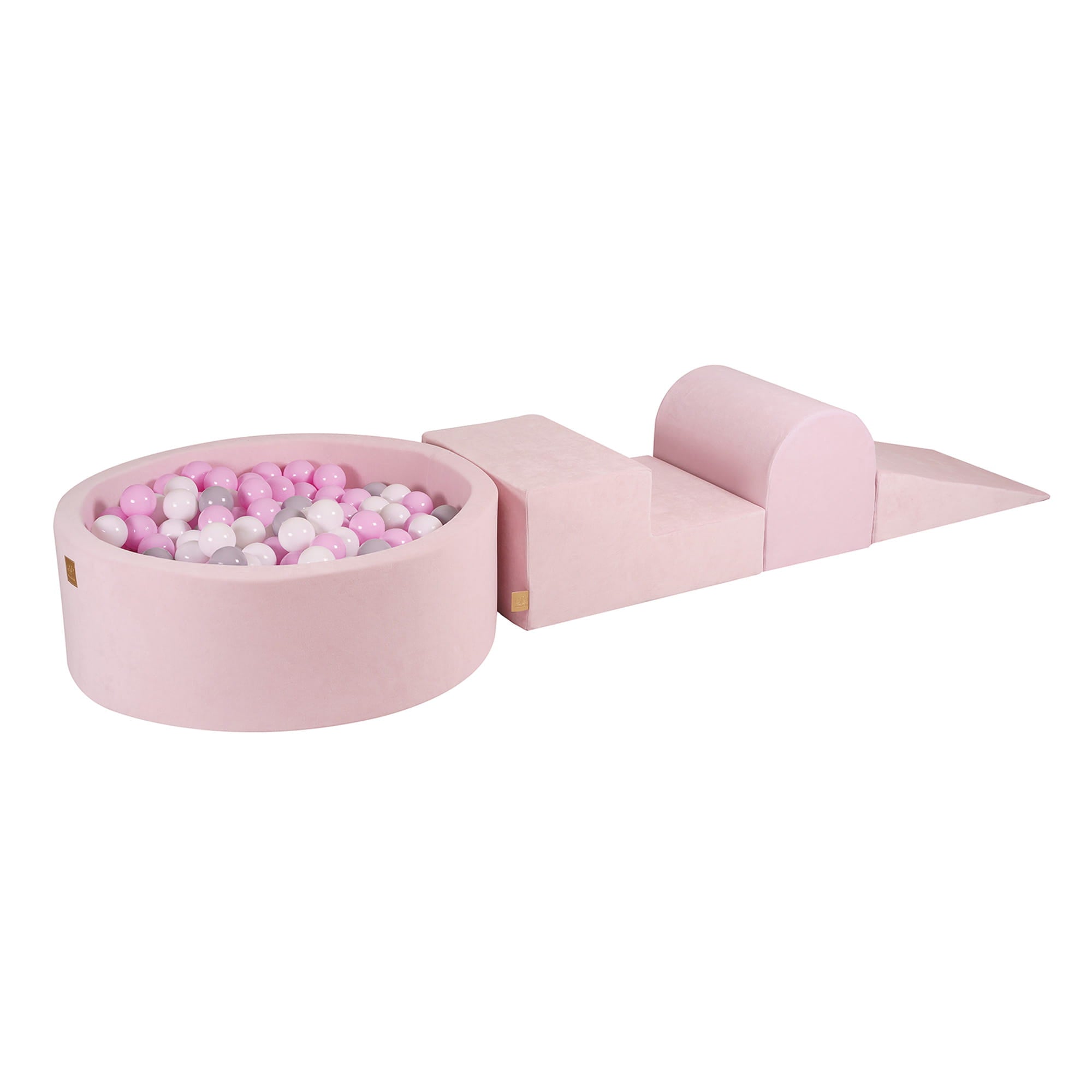 MeowBaby Velvet Pink Soft Play Set with Ball Pit | Kids Foam Climbing Blocks | Soft Play Set for Babies | Soft play blocks |