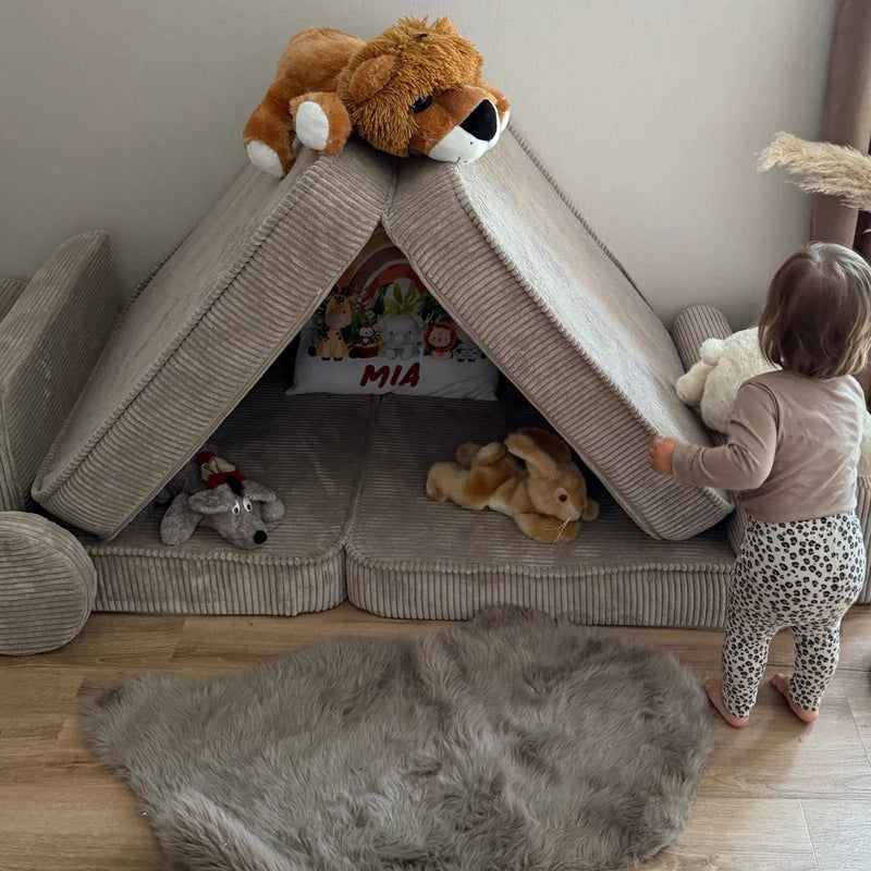 Kids Play Sofa | Modular Play Couch | Play Sofa for Kids | Play Couch | Play Sofa | MeowBaby Aesthetic Corduroy Taupe Modular Kids Sofa |