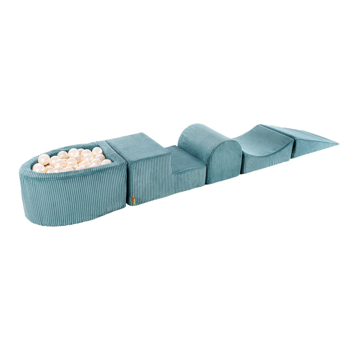 MeowBaby Aesthetic Corduroy Kids Foam Climbing Blocks - Corduroy Soft Play Set Turquoise