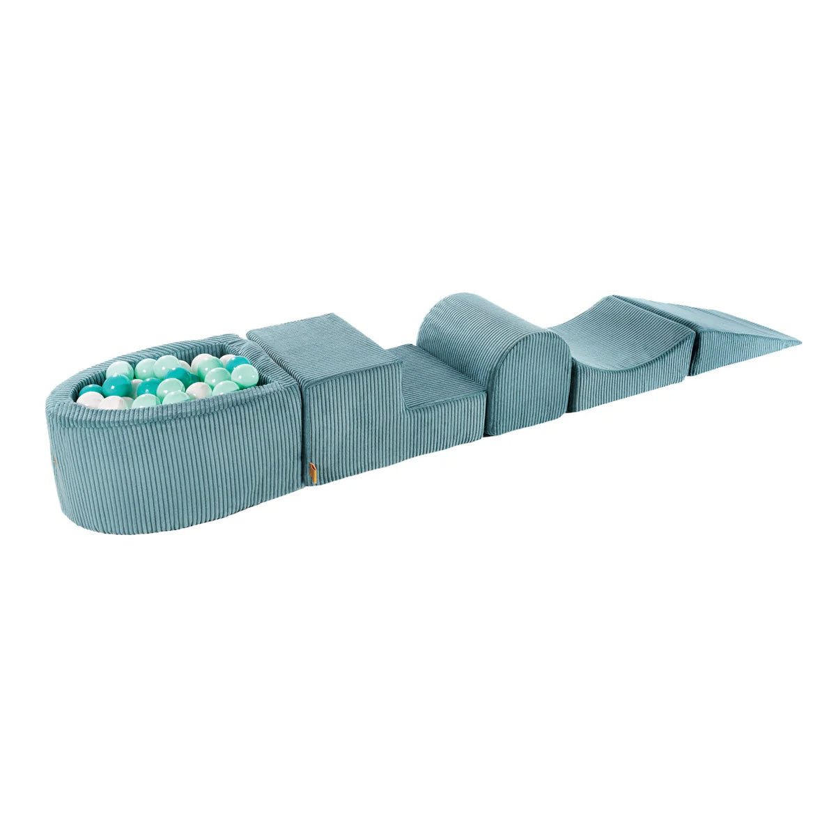 MeowBaby Aesthetic Corduroy Kids Foam Climbing Blocks - Corduroy Soft Play Set Turquoise