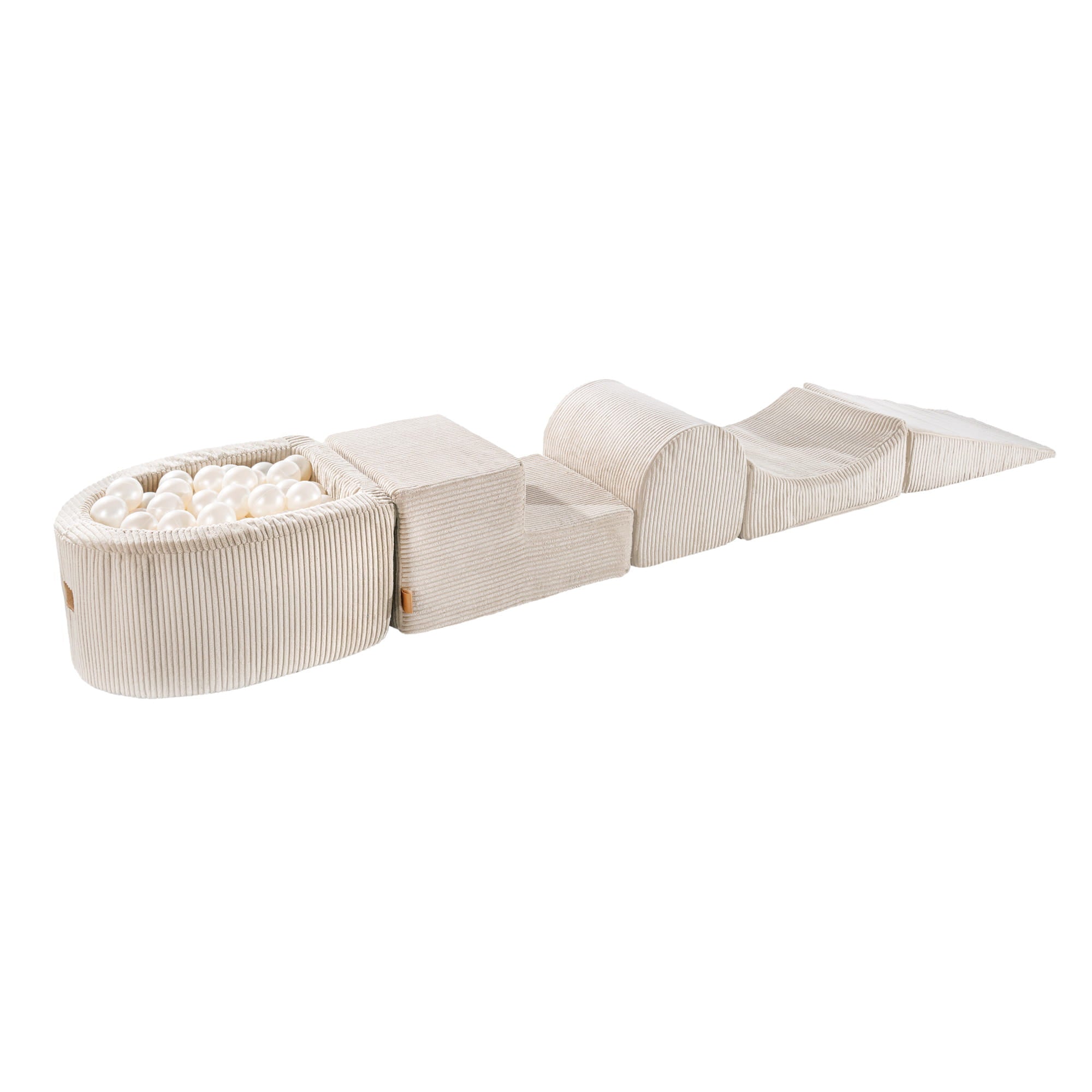 Baby Soft Play Set | Climbing Blocks for Toddlers | Soft Play Set | MeowBaby Aesthetic Corduroy Kids Foam Climbing Blocks Ecru/Cream | Baby Soft Play Set Ecru | soft play with ball pit |
