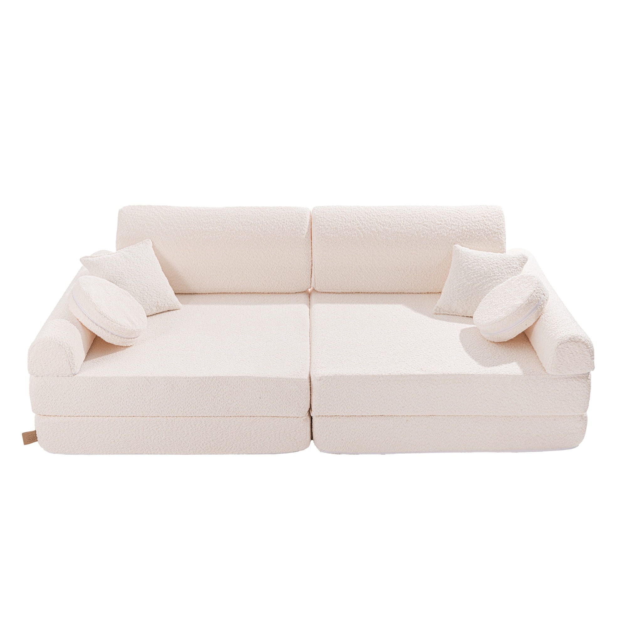 MeowBaby Boucle Kids Play Sofa | Modular Kids Play Sofa Couch - White