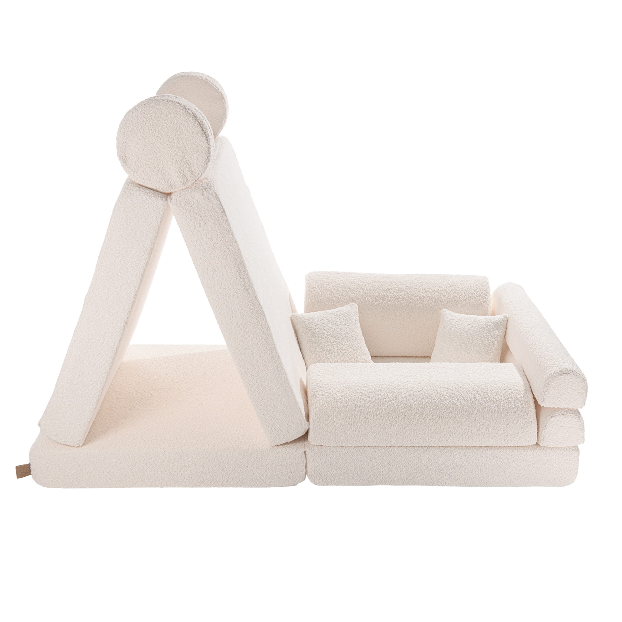 MeowBaby Boucle Kids Play Sofa | Modular Kids Play Sofa Couch - White