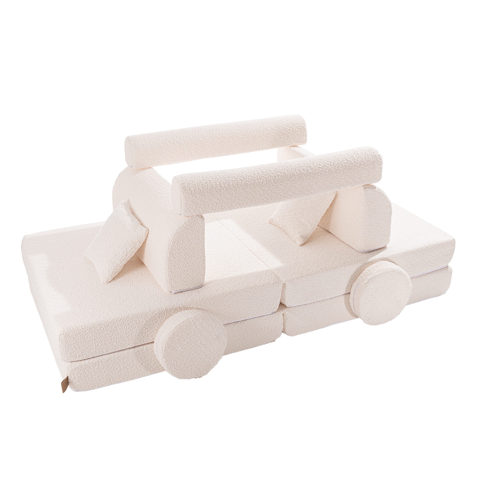 MeowBaby Boucle Kids Play Sofa | Modular Kids Play Sofa Couch - White