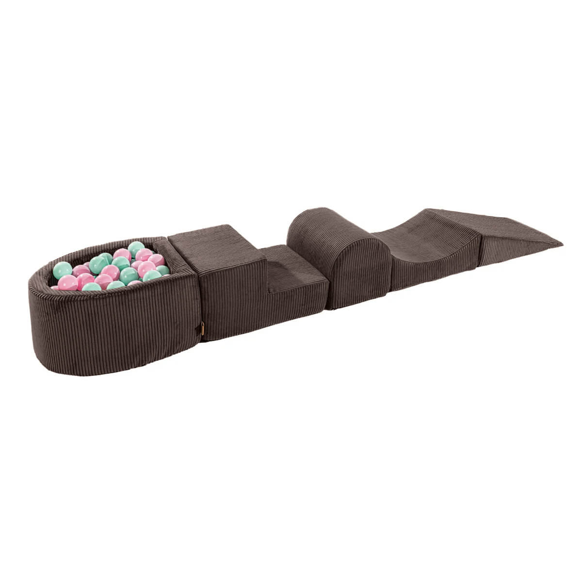 MeowBaby Aesthetic Corduroy Kids Foam Climbing Blocks - Corduroy Soft Play Set Brown