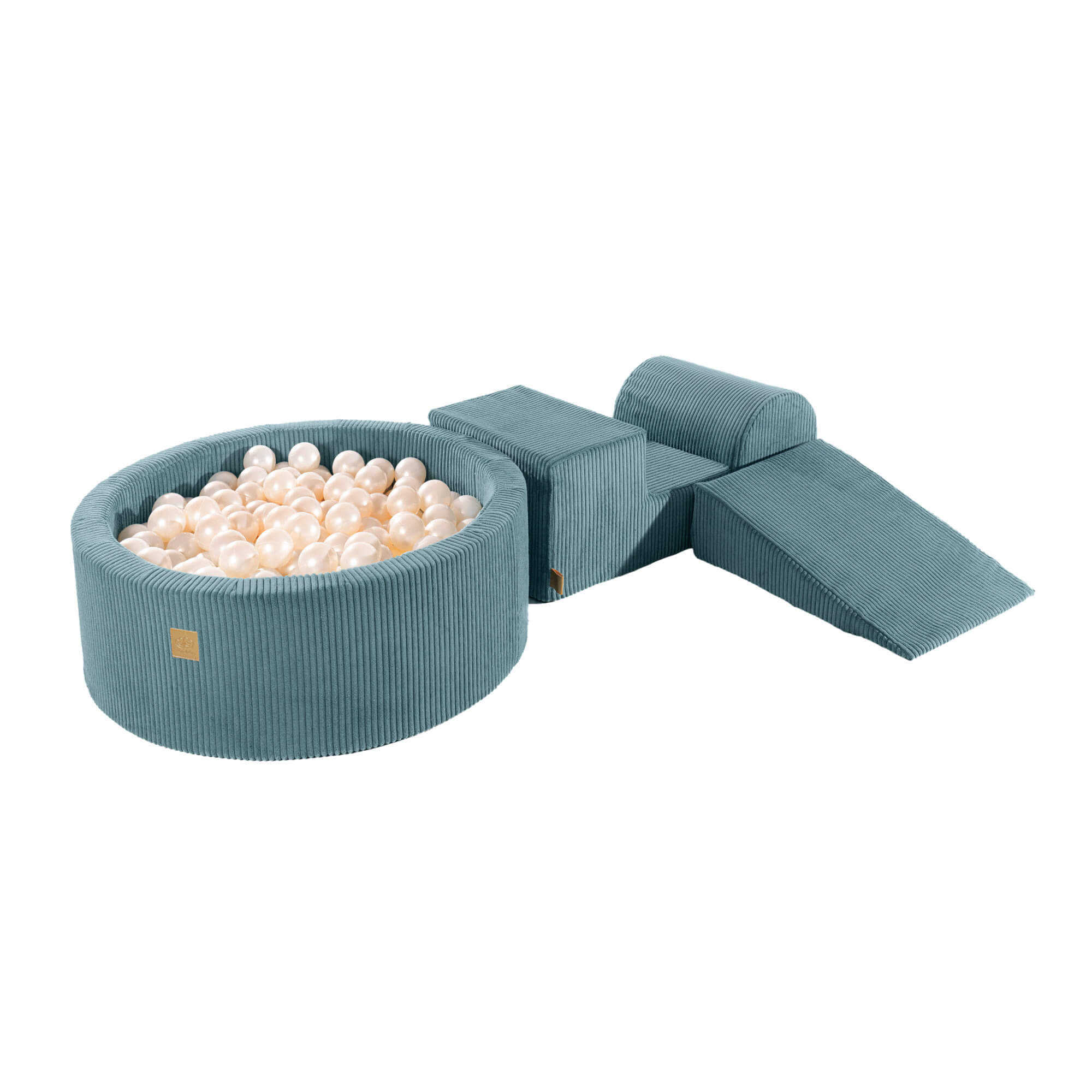 MeowBaby Aesthetic Corduroy Kids Foam Climbing Blocks - Corduroy Soft Play Set Turquoise