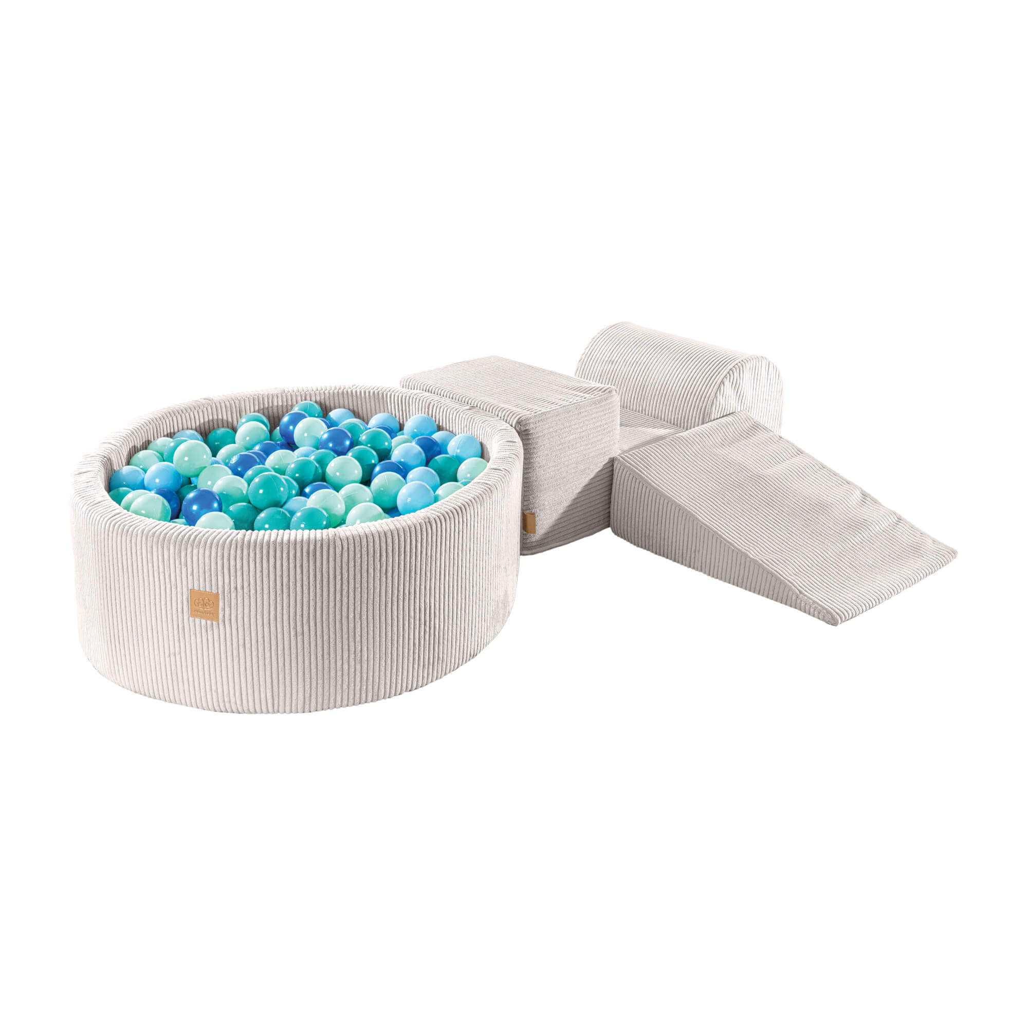 MeowBaby Aesthetic Corduroy Kids Foam Climbing Blocks - Corduroy Soft Play Set Ecru