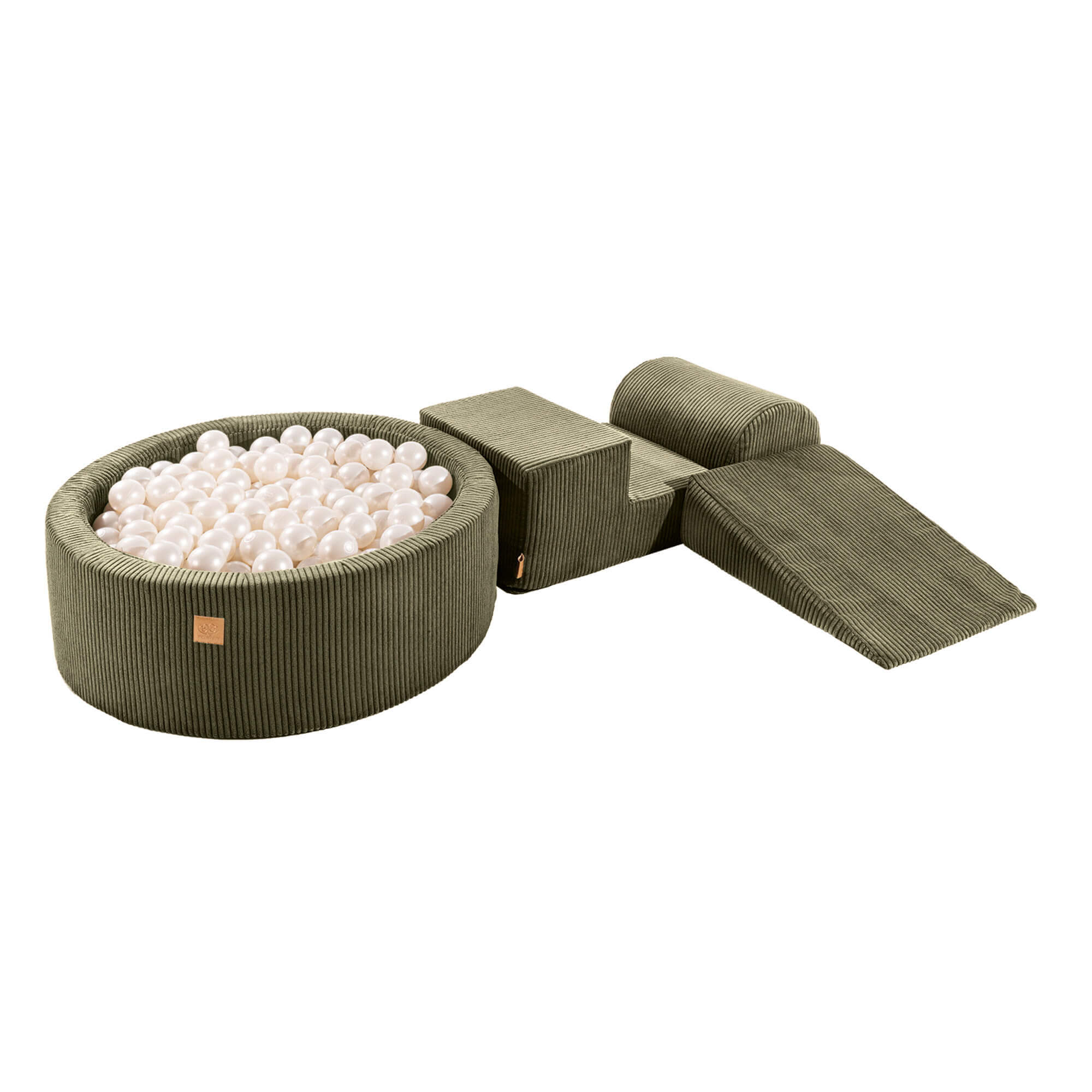 MeowBaby Aesthetic Corduroy Kids Foam Climbing Blocks - Corduroy Soft Play Set Khaki