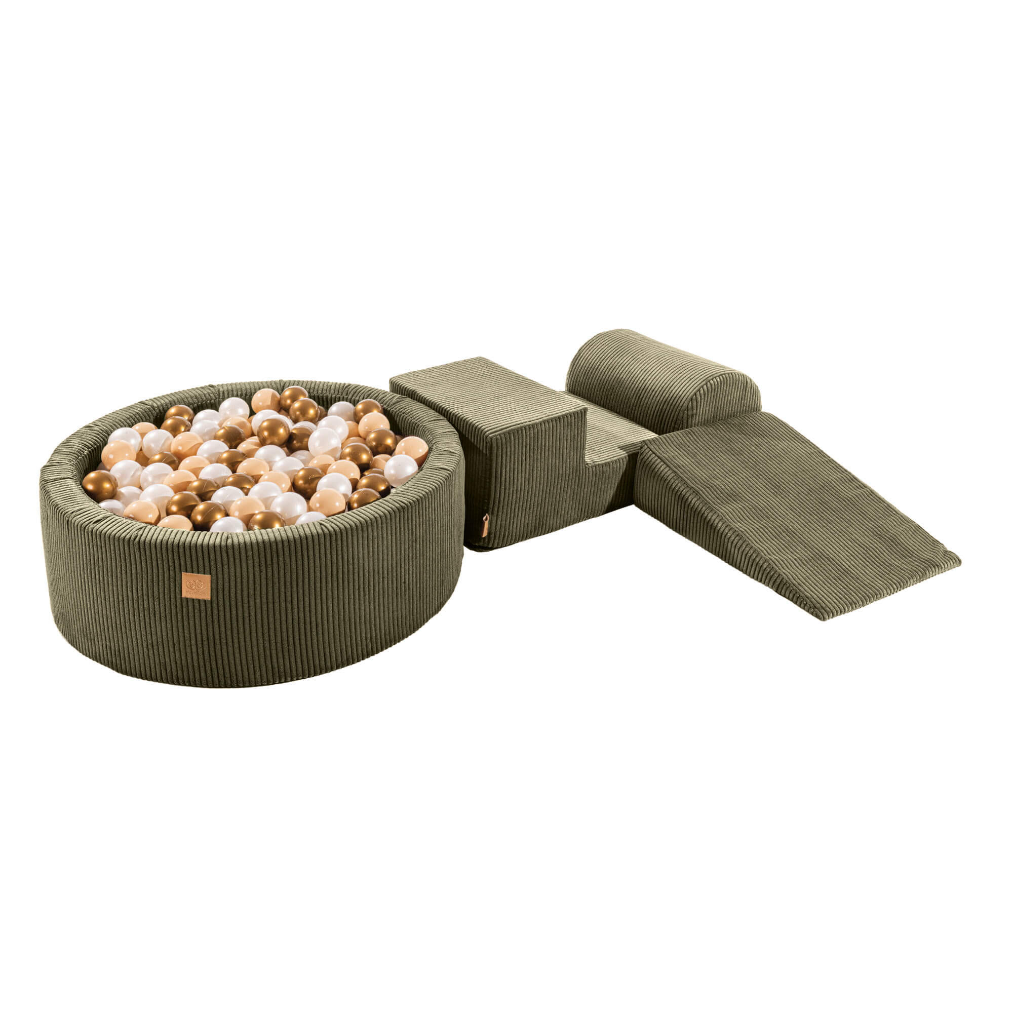 MeowBaby Aesthetic Corduroy Kids Foam Climbing Blocks - Corduroy Soft Play Set Khaki