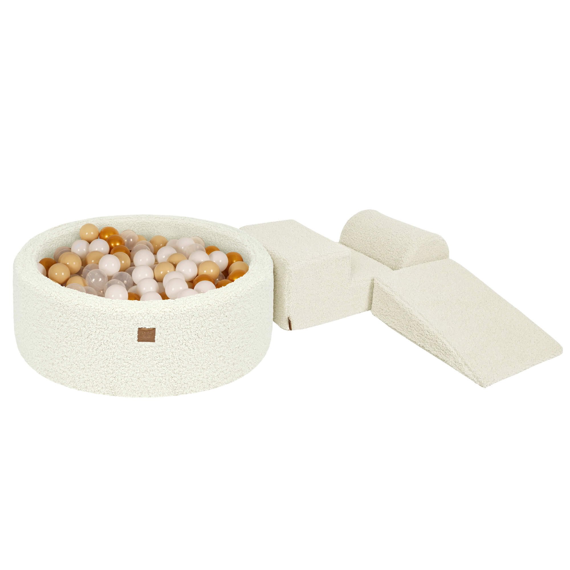 MeowBaby Bearly Kids Foam Climbing Blocks | Baby Soft Play Set | Cream soft play set with ball pit |