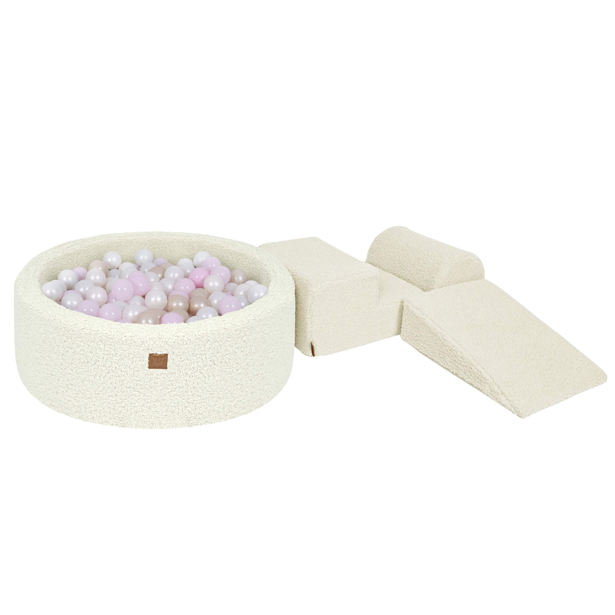 MeowBaby Bearly Kids Foam Climbing Blocks | Baby Soft Play Set | Cream soft play set with ball pit |
