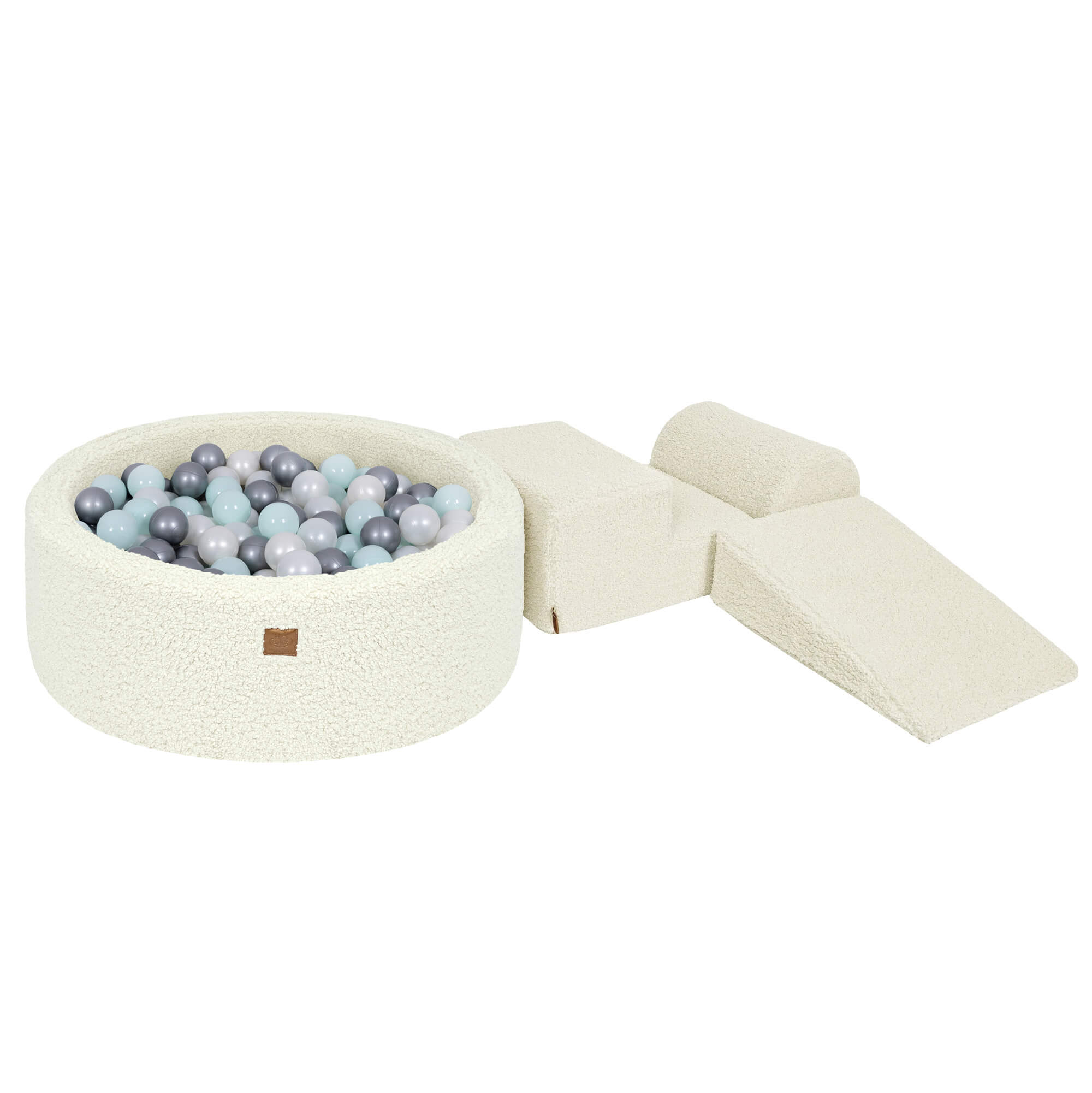 MeowBaby Bearly Kids Foam Climbing Blocks | Baby Soft Play Set | Cream soft play set with ball pit |