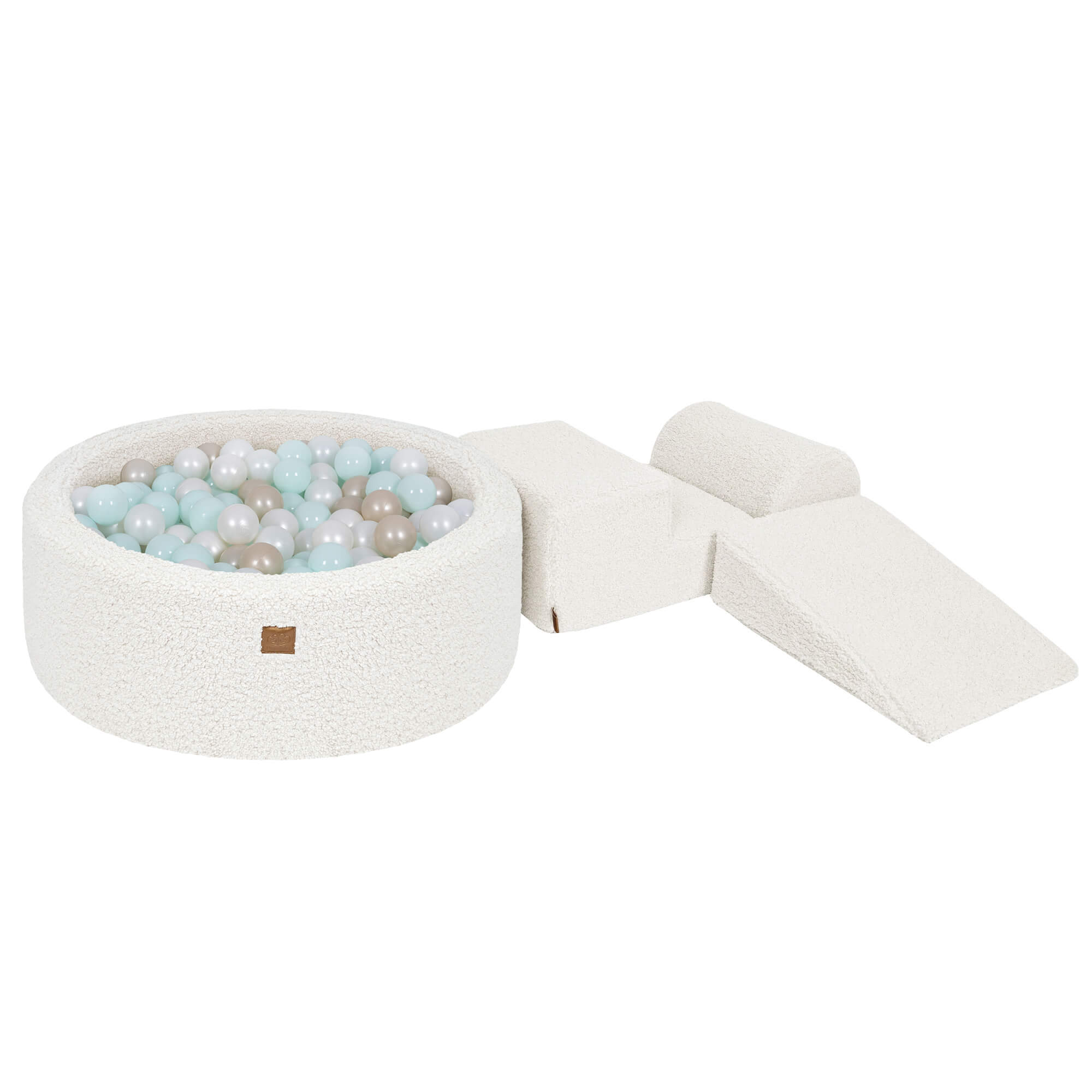 MeowBaby Bearly Kids Foam Climbing Blocks | Baby Soft Play Set | White soft play set with ball pit |