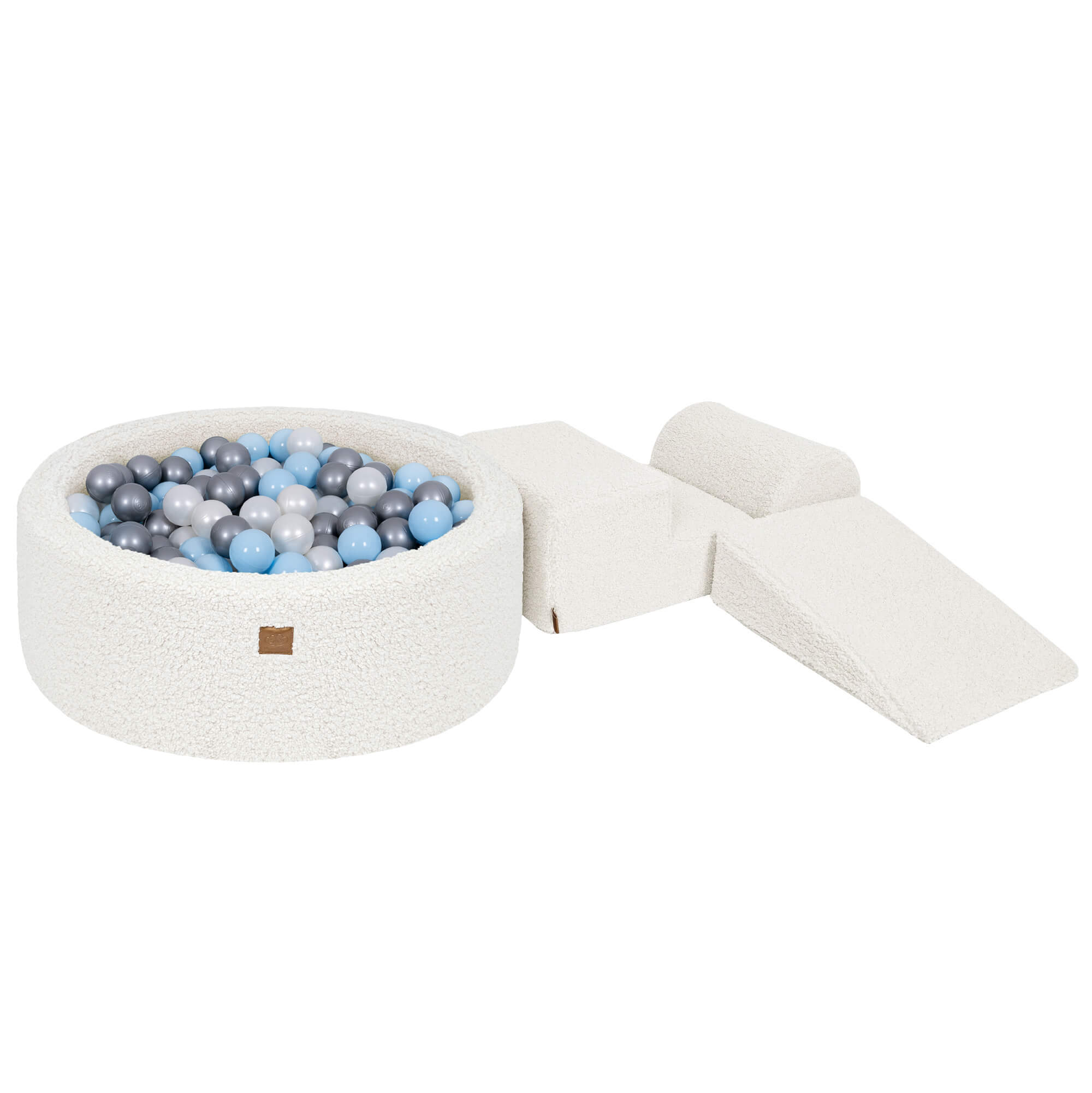 MeowBaby Bearly Kids Foam Climbing Blocks | Baby Soft Play Set | White soft play set with ball pit |