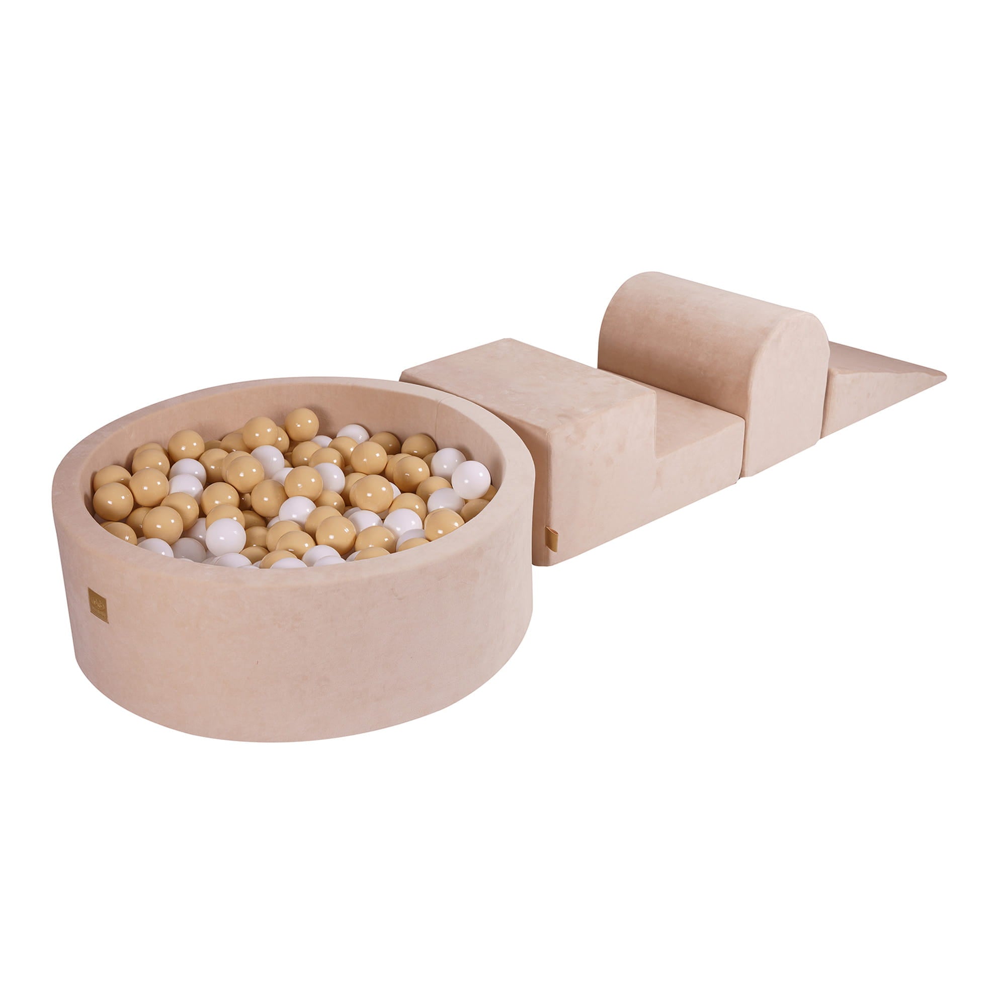 MeowBaby Velvet Kids Foam Climbing Blocks Ecru - Baby Soft Play Set