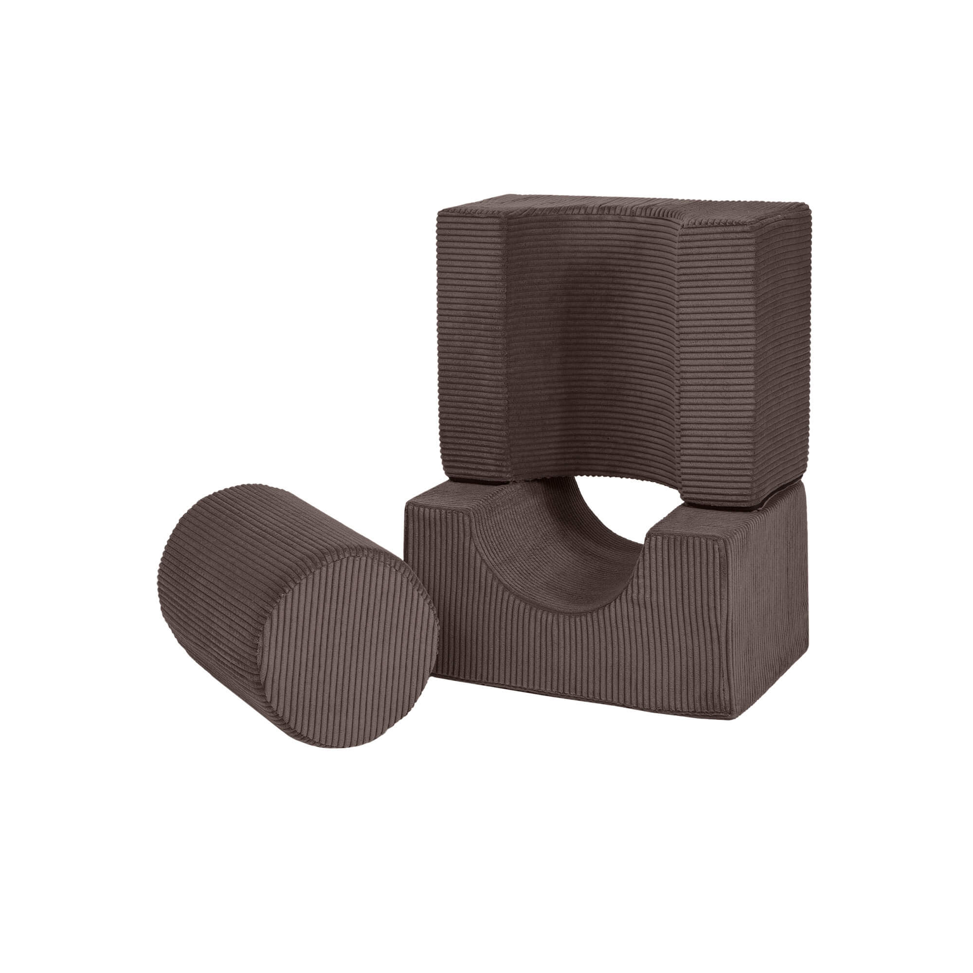 Meowbaby Aesthetic Brown Corduroy Kids Foam Climbing Blocks - Baby Soft Play Set