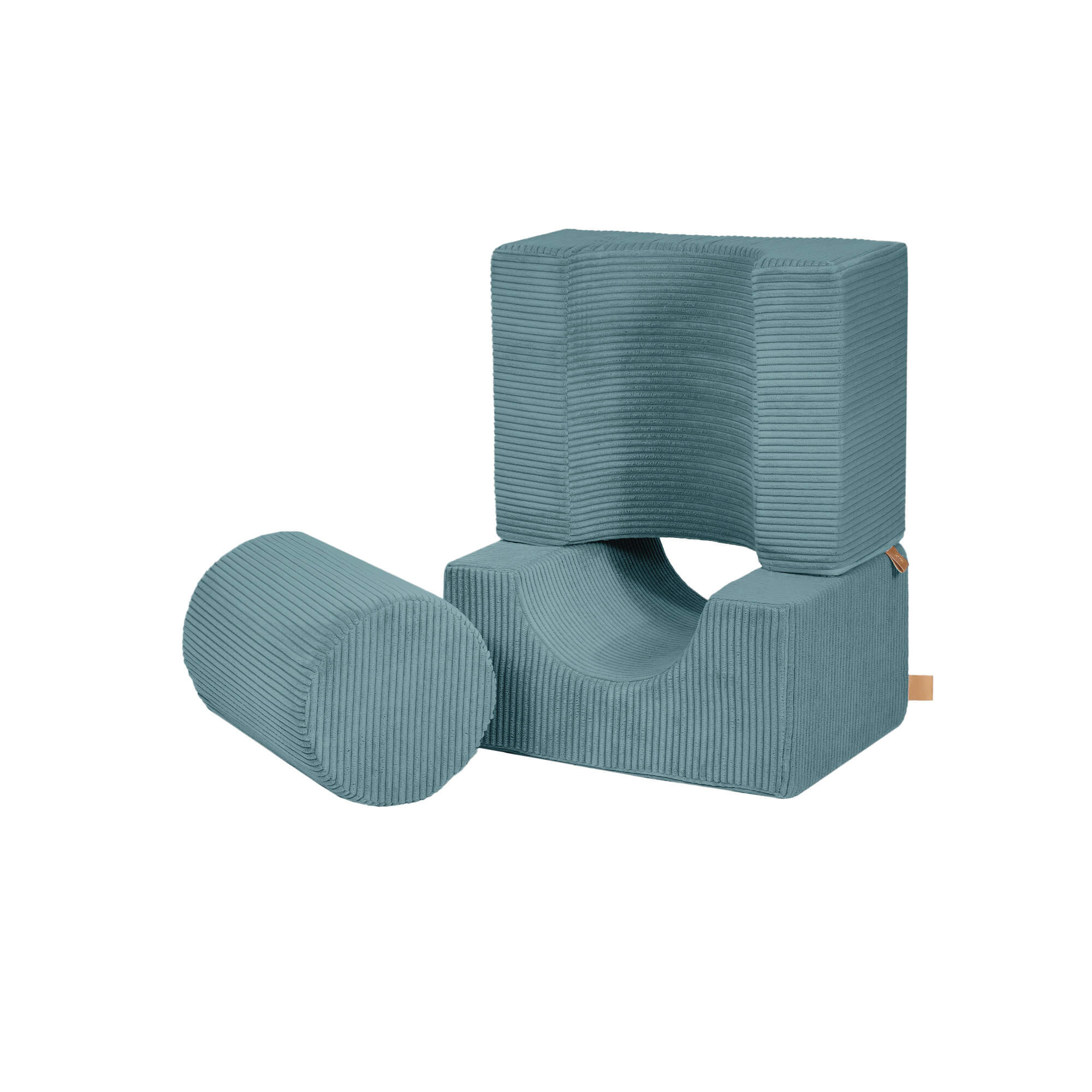 Meowbaby Aesthetic Turquoise Corduroy Kids Foam Climbing Blocks - Baby Soft Play Set