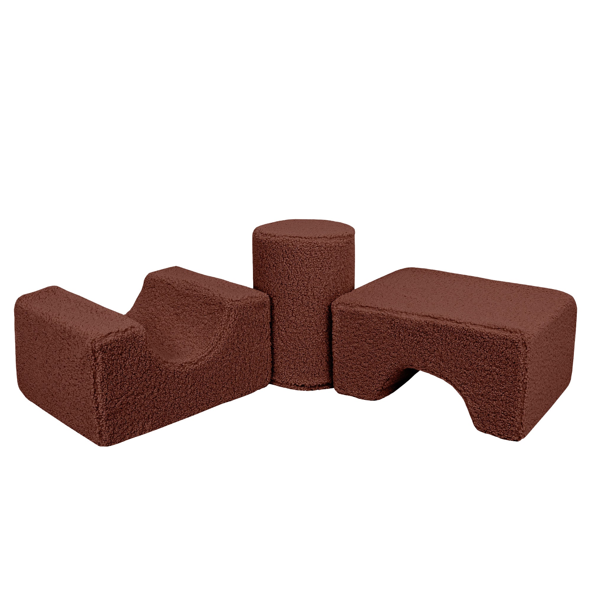 MeowBaby Bearly Shape Set - Kids Foam Climbing Blocks Brown