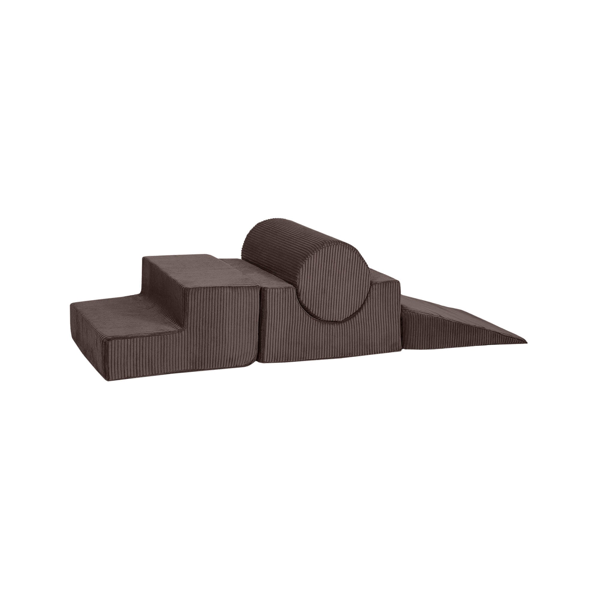 Meowbaby Aesthetic Brown Corduroy Kids Foam Climbing Blocks - Baby Soft Play Set