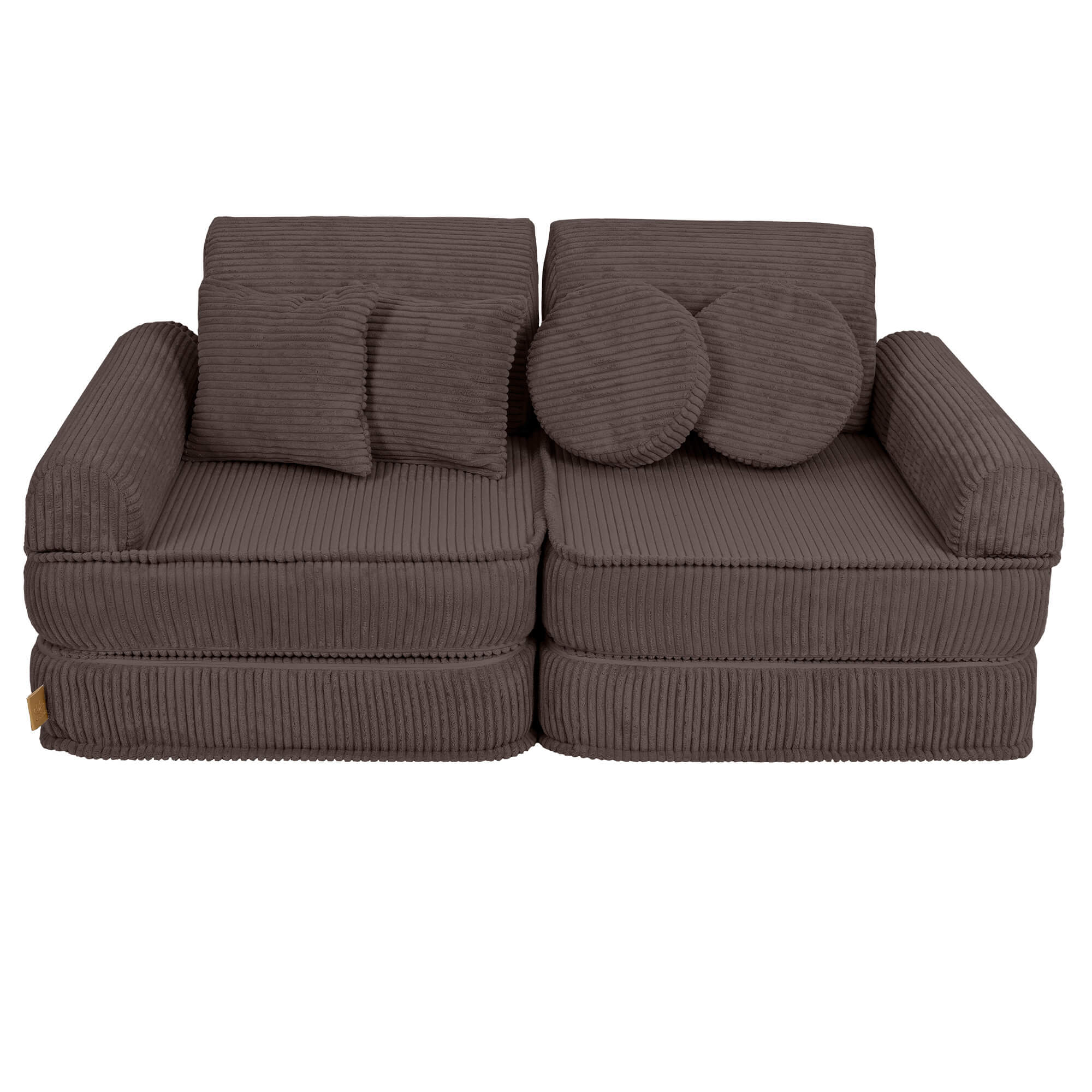 MeowBaby Aesthetic Kids Play Sofa | Brown | Corduroy Play Sofa for Kids | Modular Play Couch |