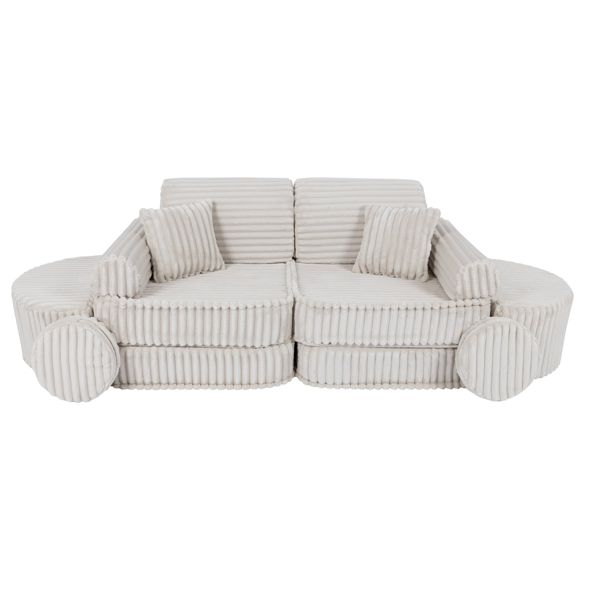 MeowBaby Kids Play Sofa - Modular Play Sofa Couch - white | churros play sofa for kids