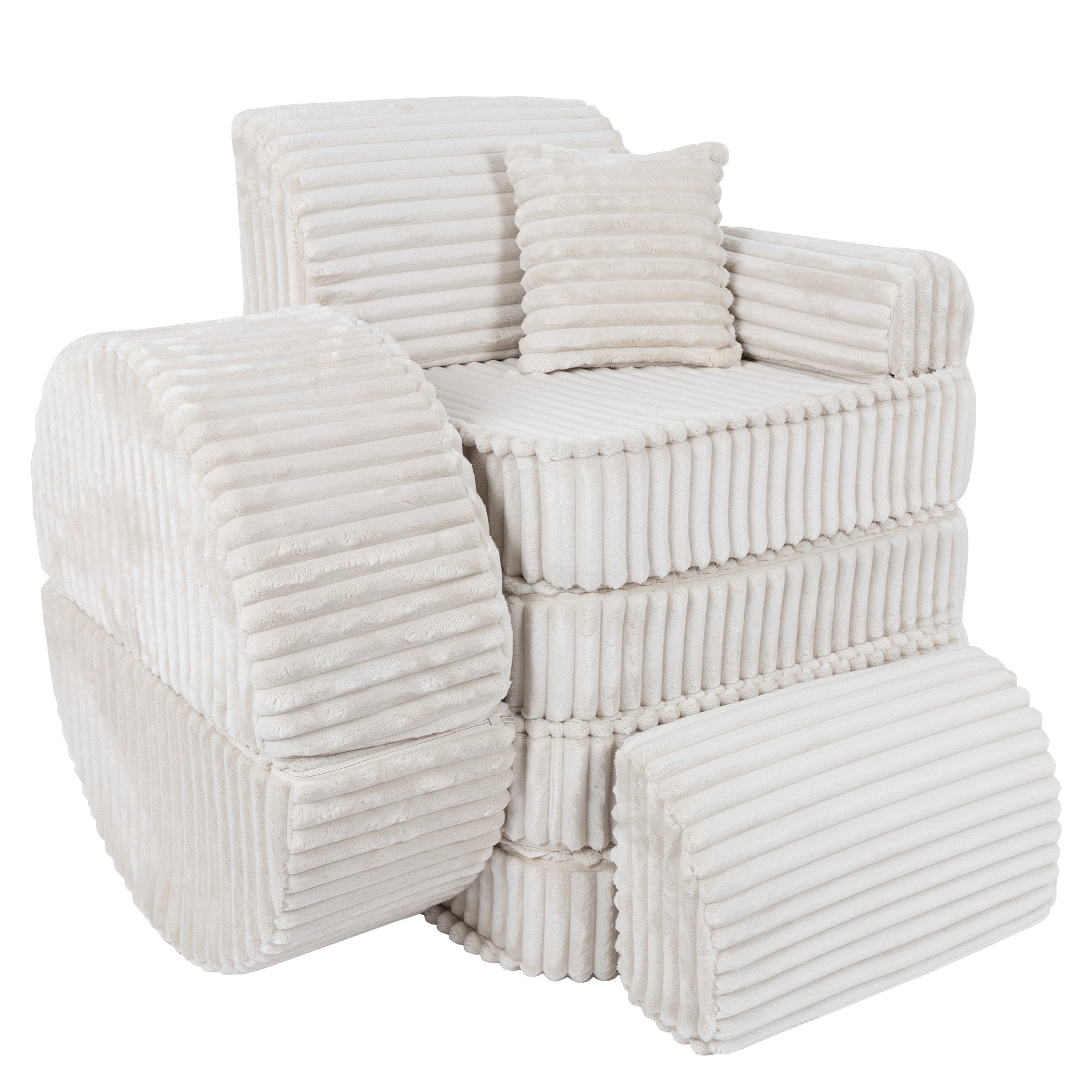 MeowBaby Kids Play Sofa - Modular Play Sofa Couch - white | churros play sofa for kids