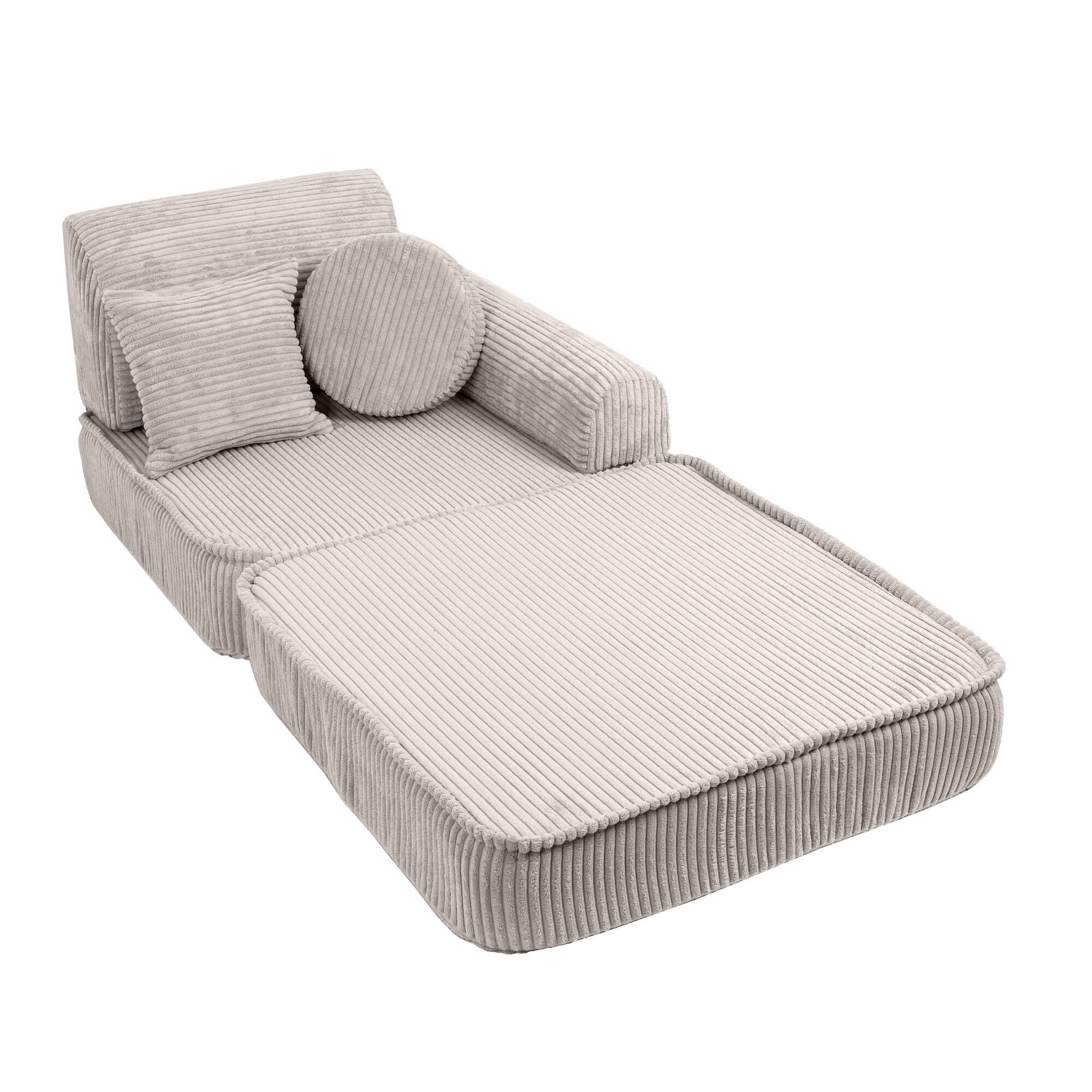 MeowBaby Aesthetic Kids Play Sofa | Ecru/Cream | Corduroy Play Sofa for Kids | Modular Play Couch |