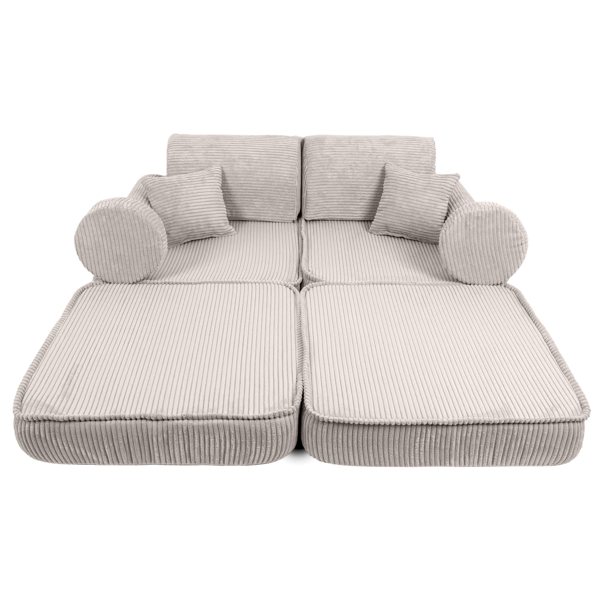 MeowBaby Aesthetic Kids Play Sofa | Ecru/Cream | Corduroy Play Sofa for Kids | Modular Play Couch |