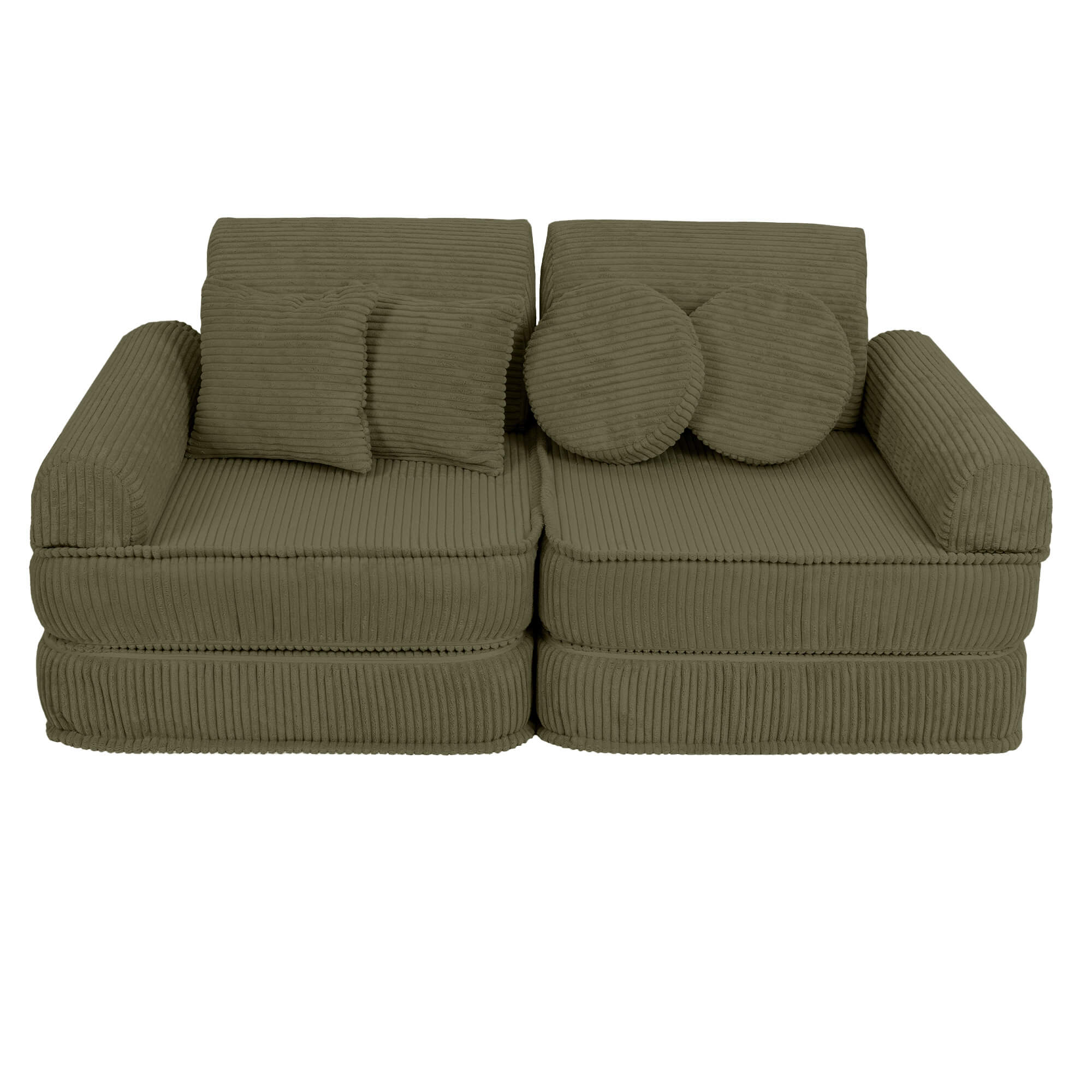 MeowBaby Aesthetic Kids Play Sofa | Khaki | Corduroy Play Sofa for Kids | Modular Play Couch |