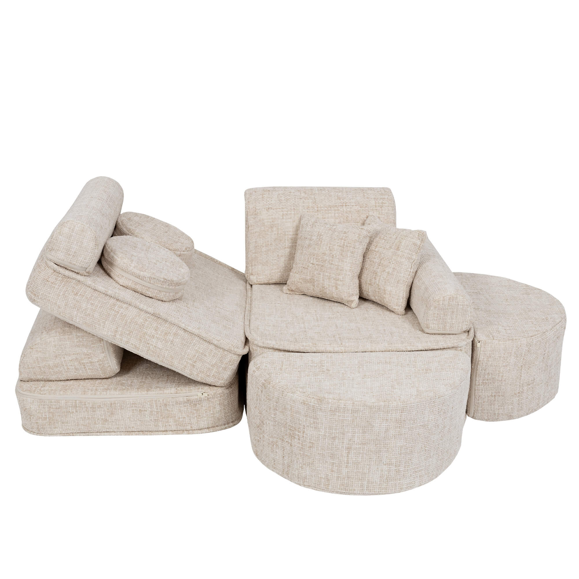 Kids Play Sofa | Meowbaby Tangle Pocket Play Sofa Max - Marshmallow Beige
