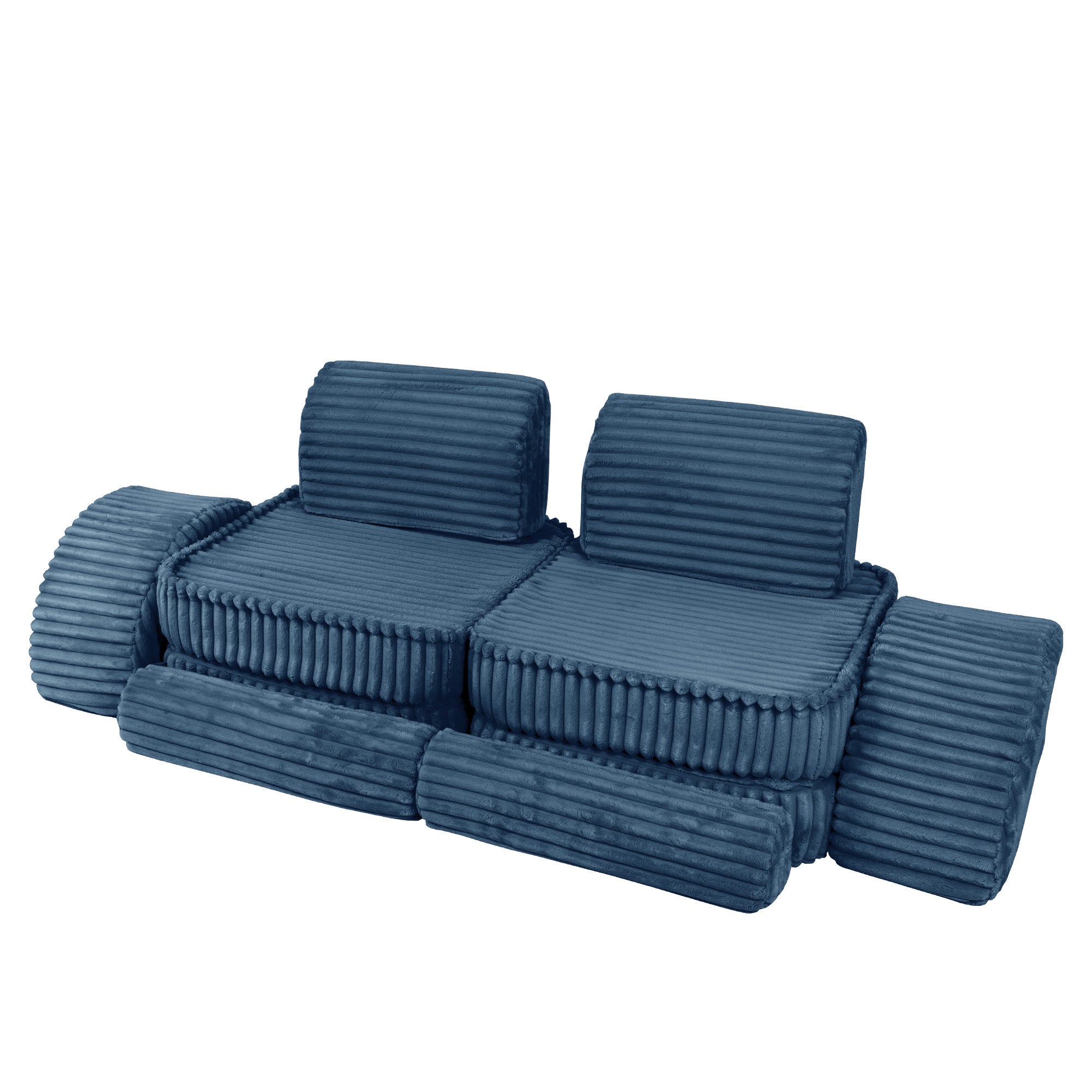 MeowBaby Kids Play Sofa | Modular Play Sofa Couch Blue | churros blue play sofa for kids