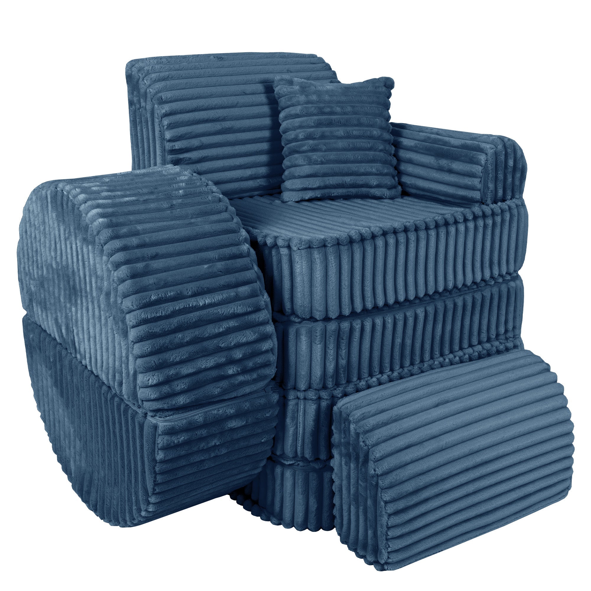 MeowBaby Kids Play Sofa | Modular Play Sofa Couch Blue | churros blue play sofa for kids