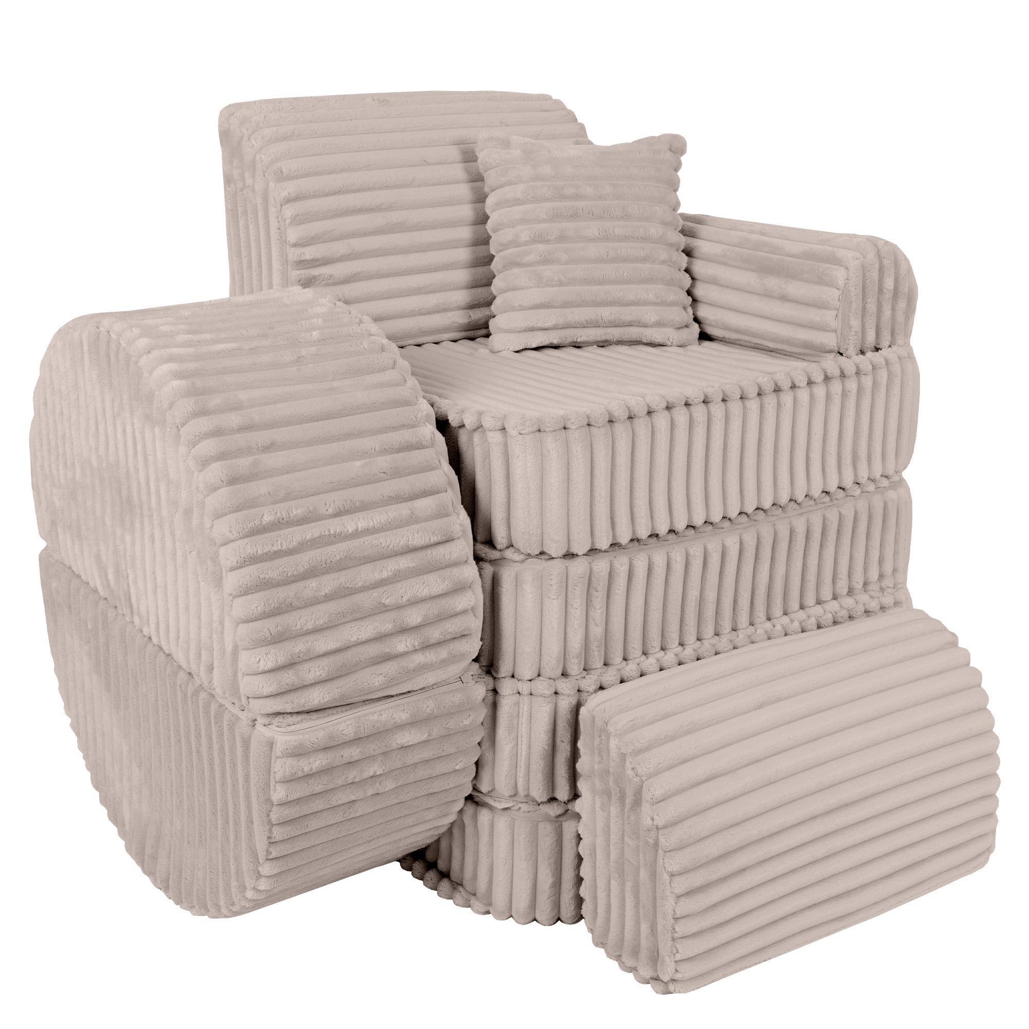 MeowBaby Kids Play Sofa | Modular Play Sofa Couch Beige | churros beige play sofa for kids