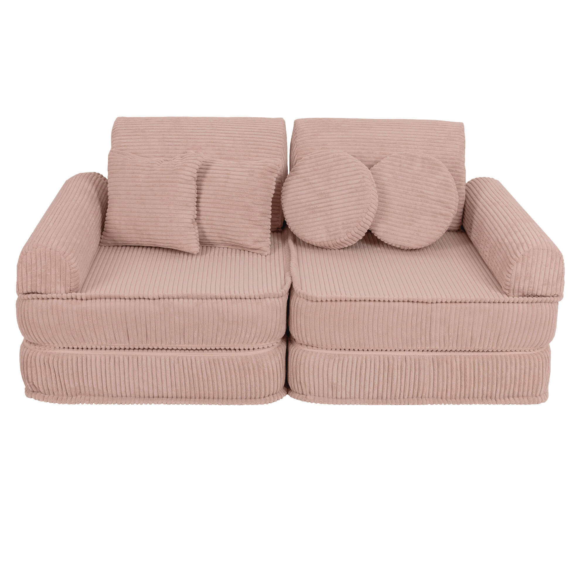 Kids Play Sofa Pink | MeowBaby Aesthetic Kids Play Sofa | Pink | Corduroy Play Sofa for Kids | Modular Play Couch |