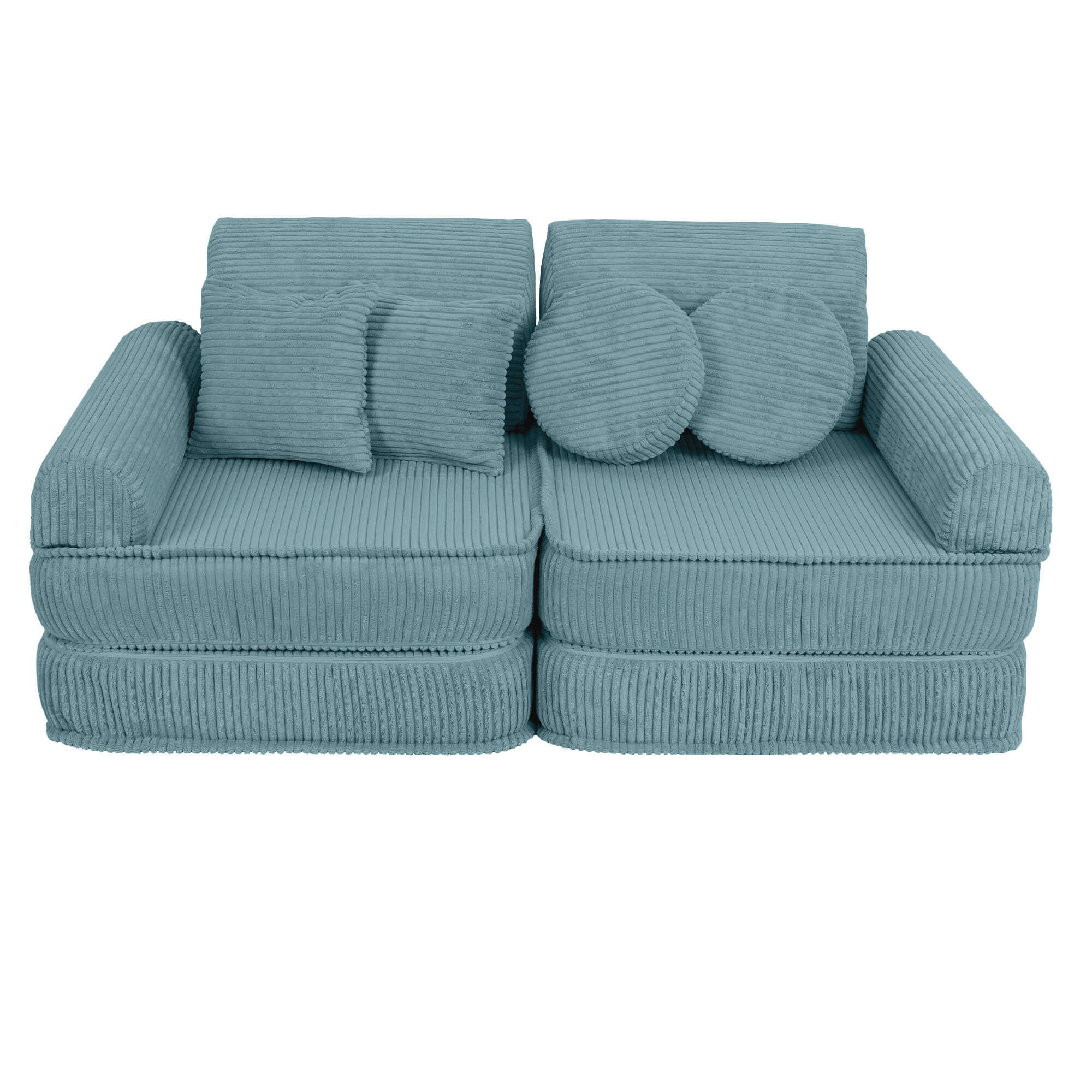 Kids Play Sofa | MeowBaby Aesthetic Kids Play Sofa | Turquoise | Corduroy Play Sofa for Kids | Modular Play Couch |