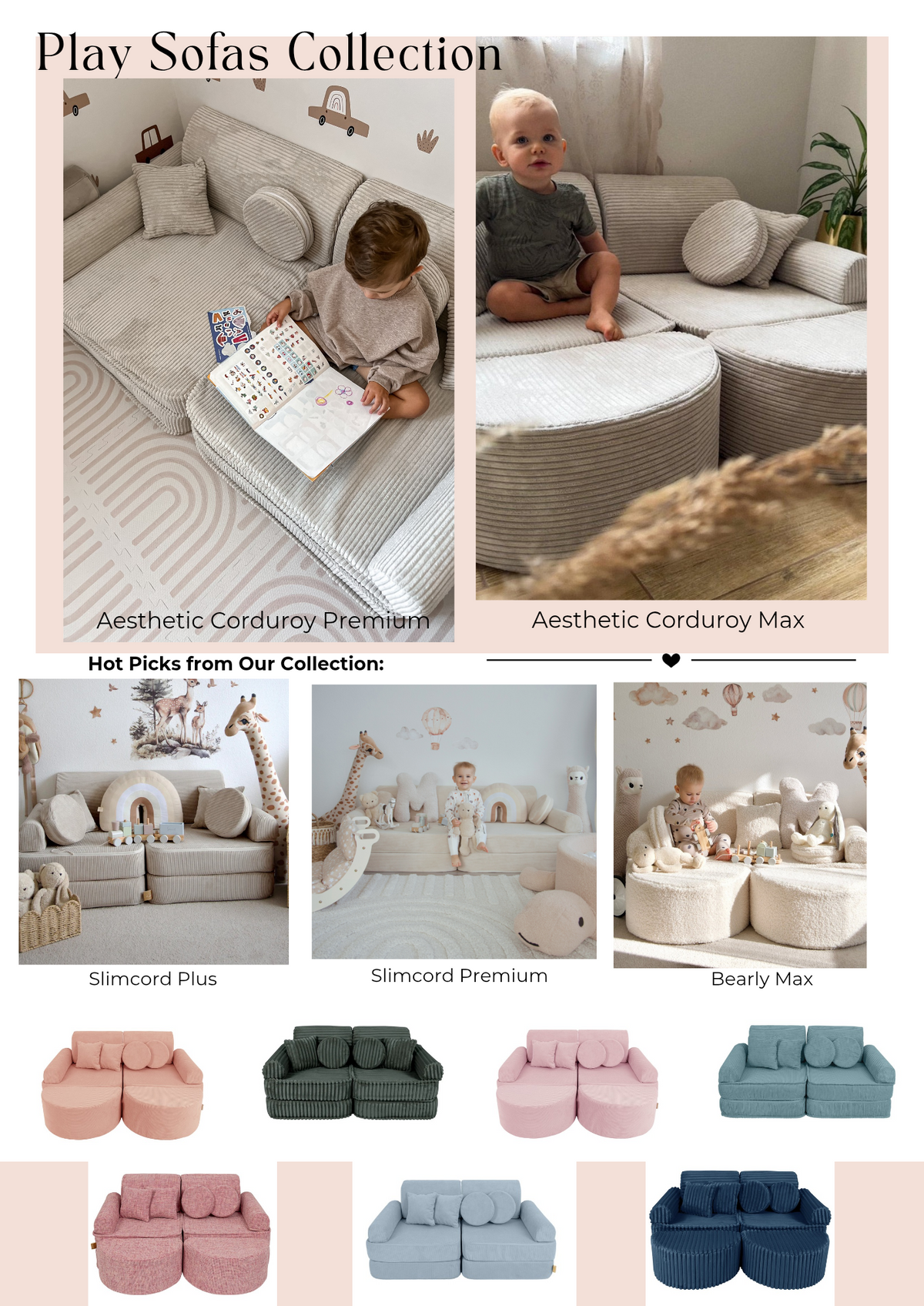 MeowBaby Aesthetic Kids Play Sofa Max – Modular Play Couch | 14 Pieces