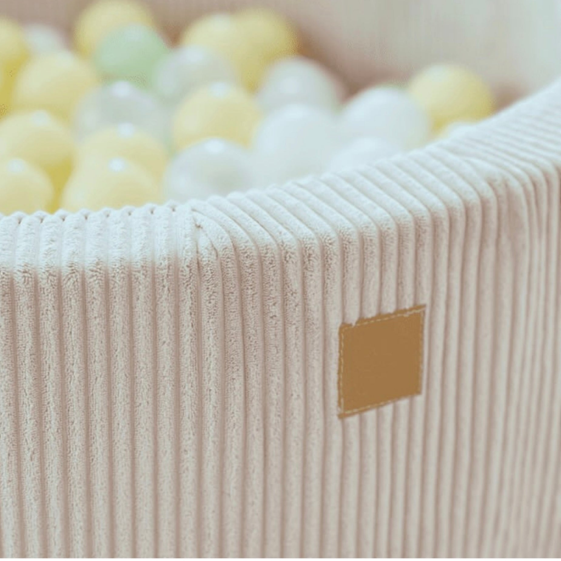 MeowBaby Aesthetic Corduroy Baby Soft Play Set Ecru - Kids Foam Climbing Blocks | Balls to Choose