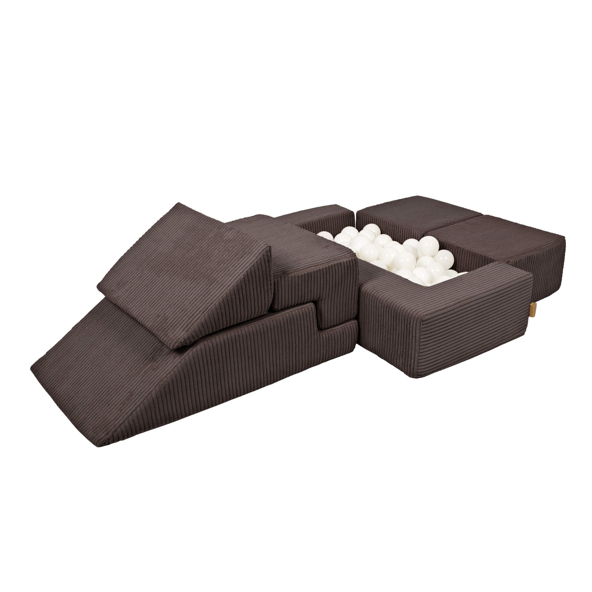 Aesthetic Kids Play Sofa Bricks - Modular Play Couch Brown Meowbaby