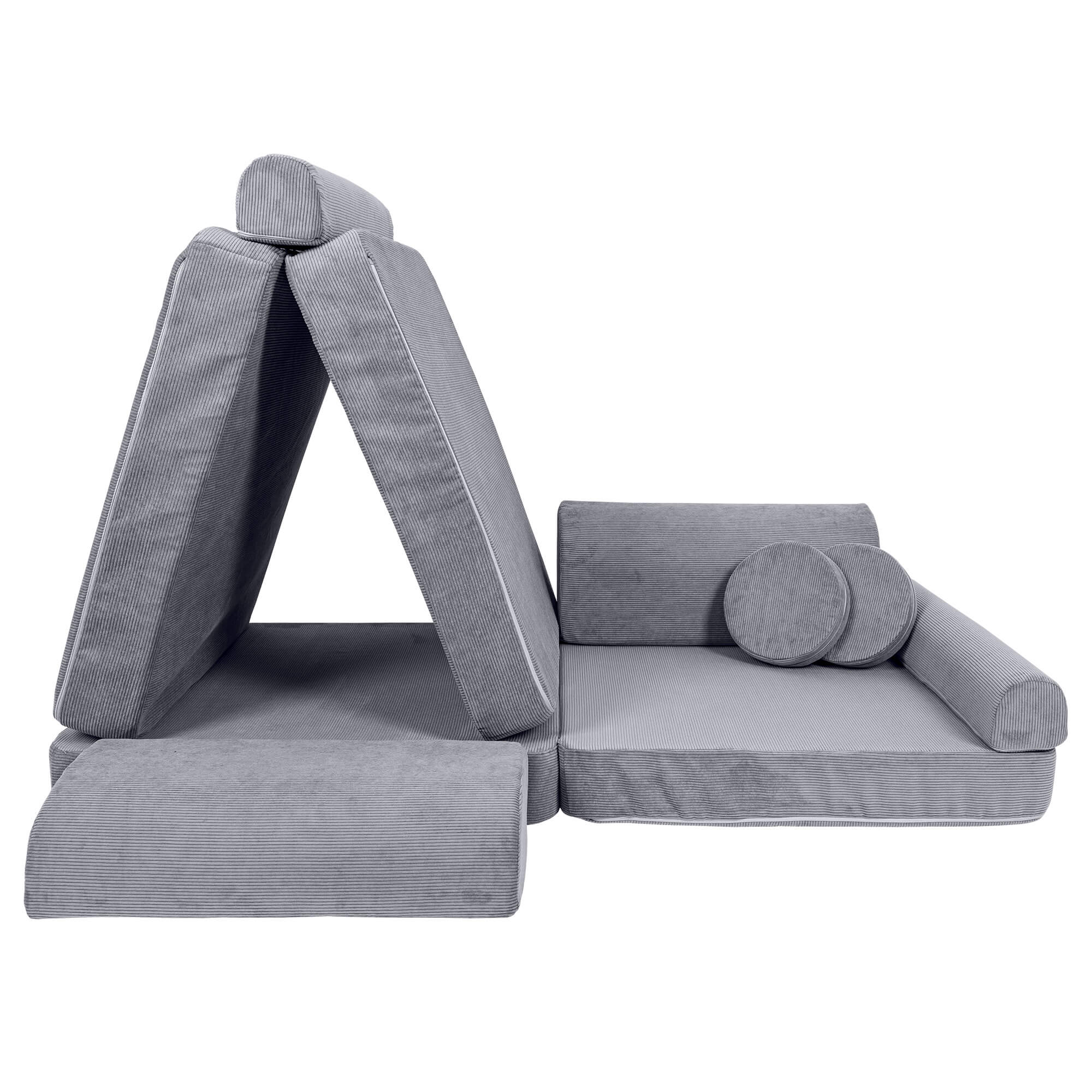 MeowBaby Slimcord Kids Play Sofa - Modular Play Couch Grey