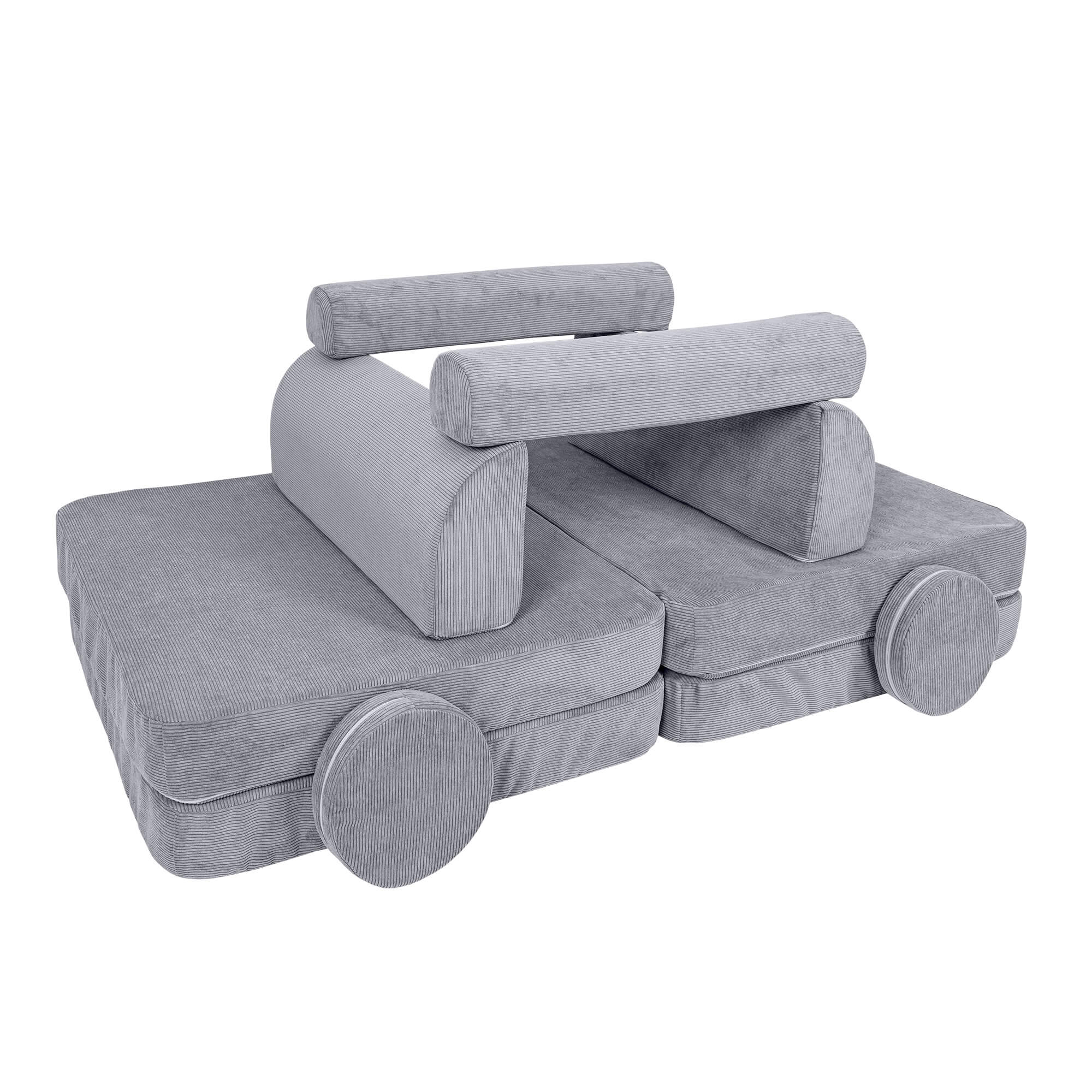 MeowBaby Slimcord Kids Play Sofa - Modular Play Couch Grey