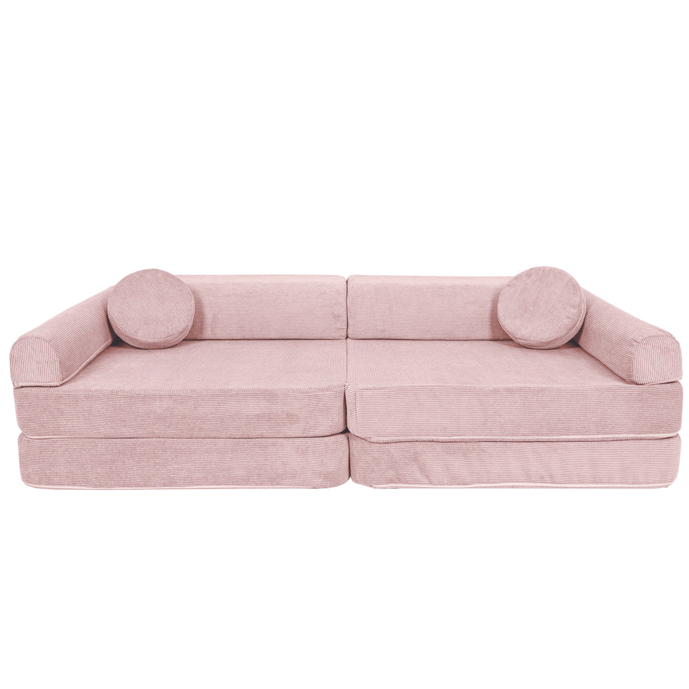 Kids Play Sofa | MeowBaby Slimcord play sofa | Modular Play Couch Pink | Pink Play sofa for Kids |